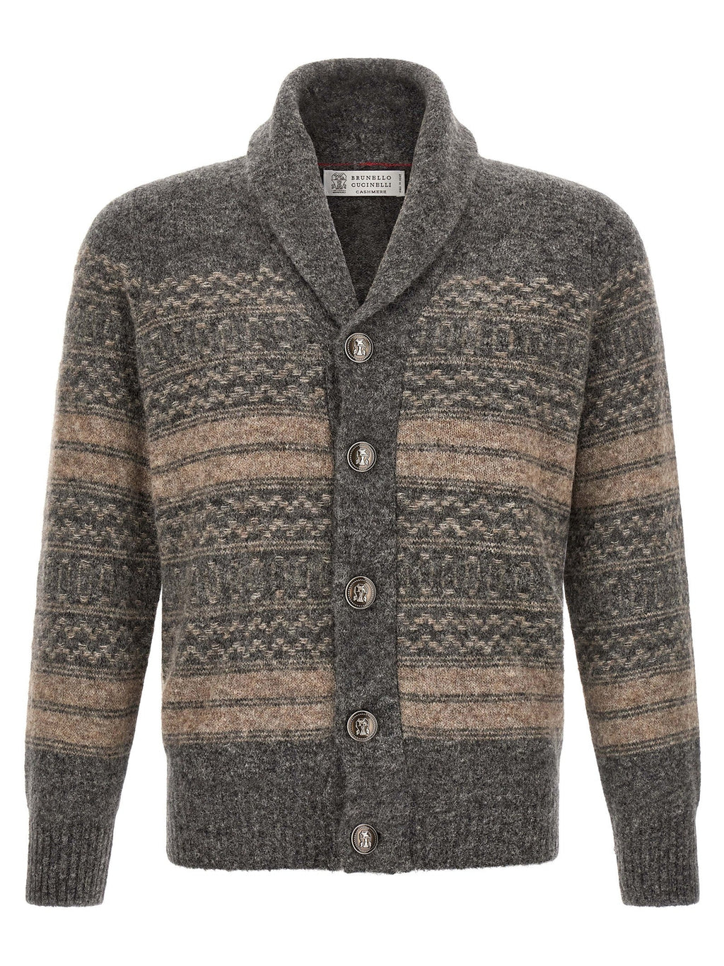 Brunello Cucinelli Gray Alpaca Leather Cardigan