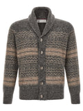 Brunello Cucinelli Gray Alpaca Leather Cardigan
