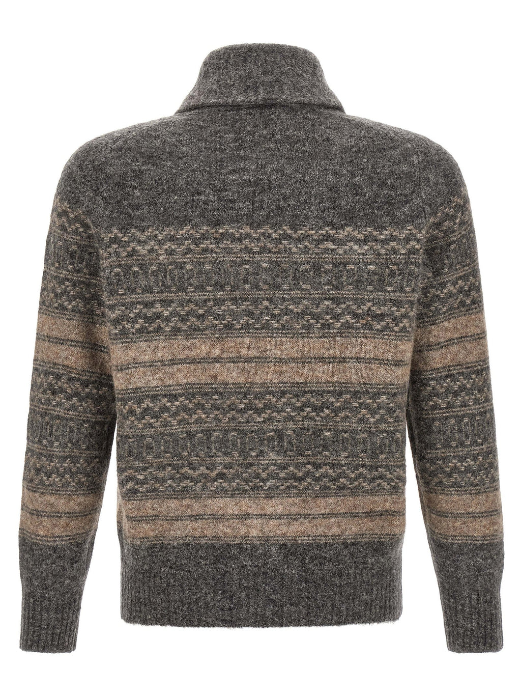Brunello Cucinelli Gray Alpaca Leather Cardigan