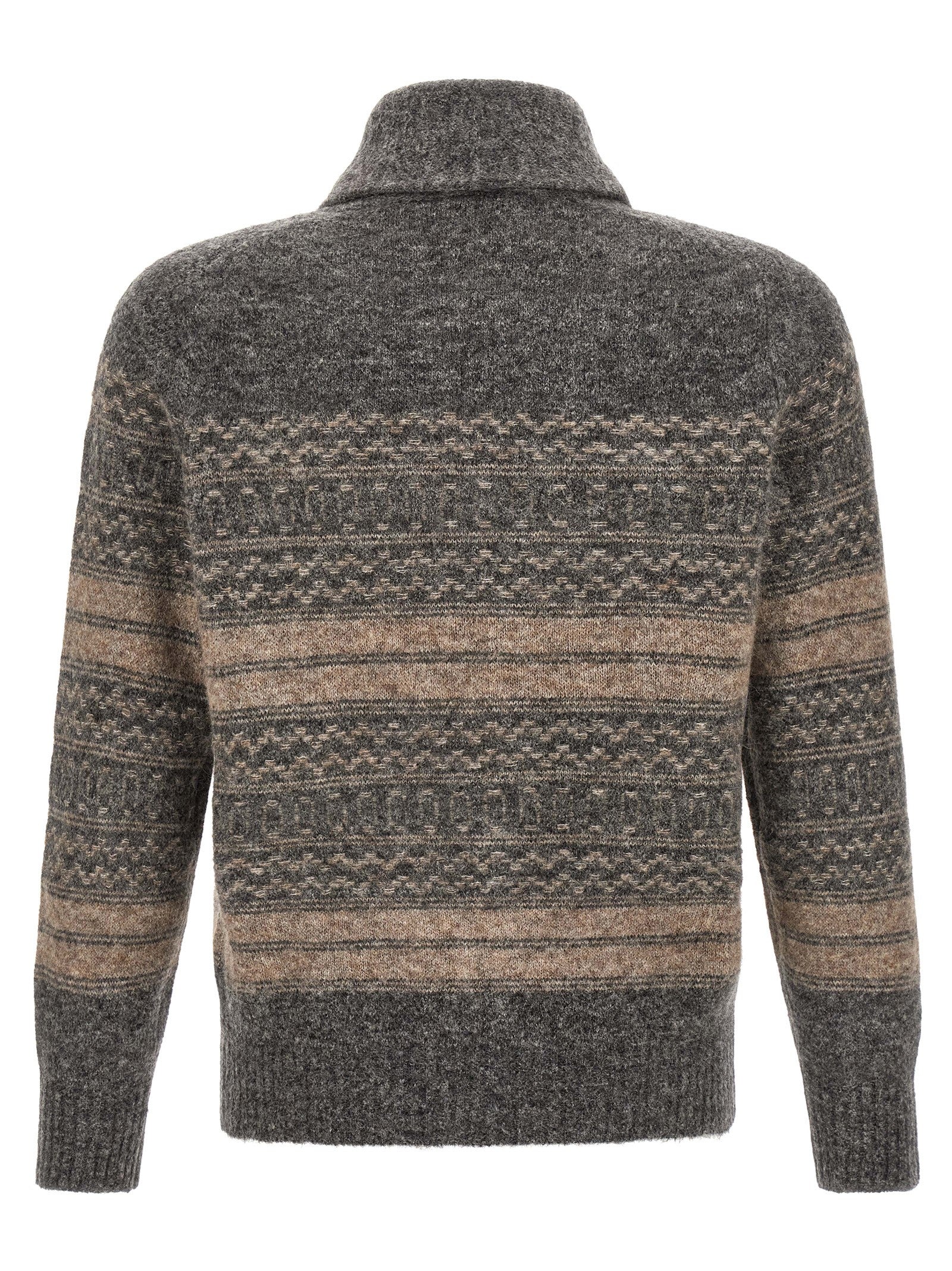 Brunello Cucinelli Gray Alpaca Leather Cardigan