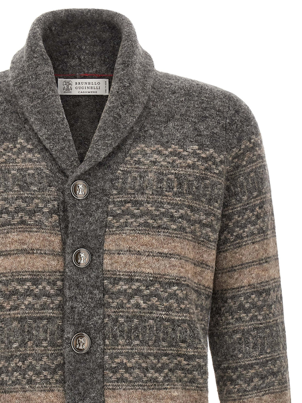 Brunello Cucinelli Gray Alpaca Leather Cardigan