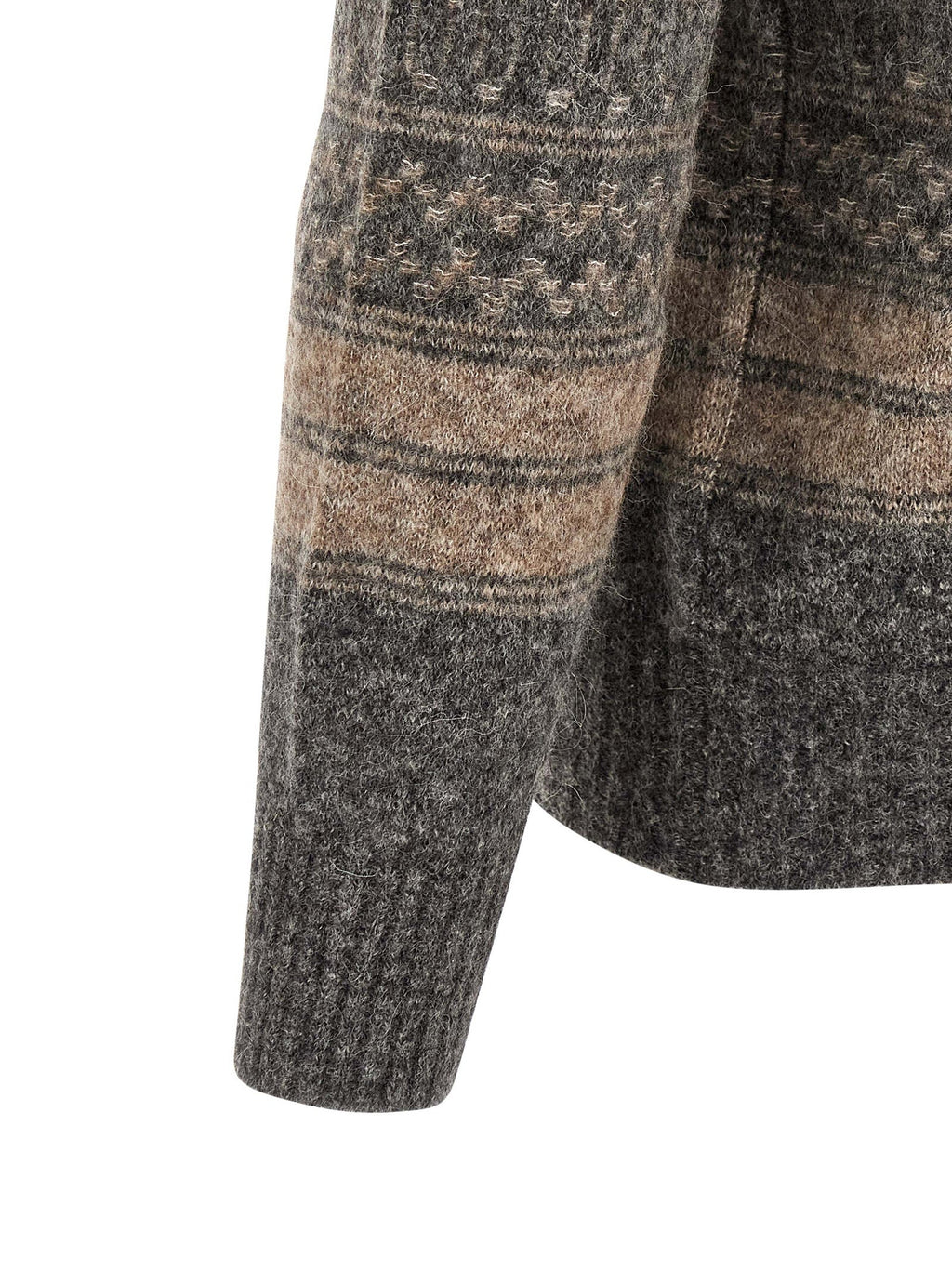 Brunello Cucinelli Gray Alpaca Leather Cardigan
