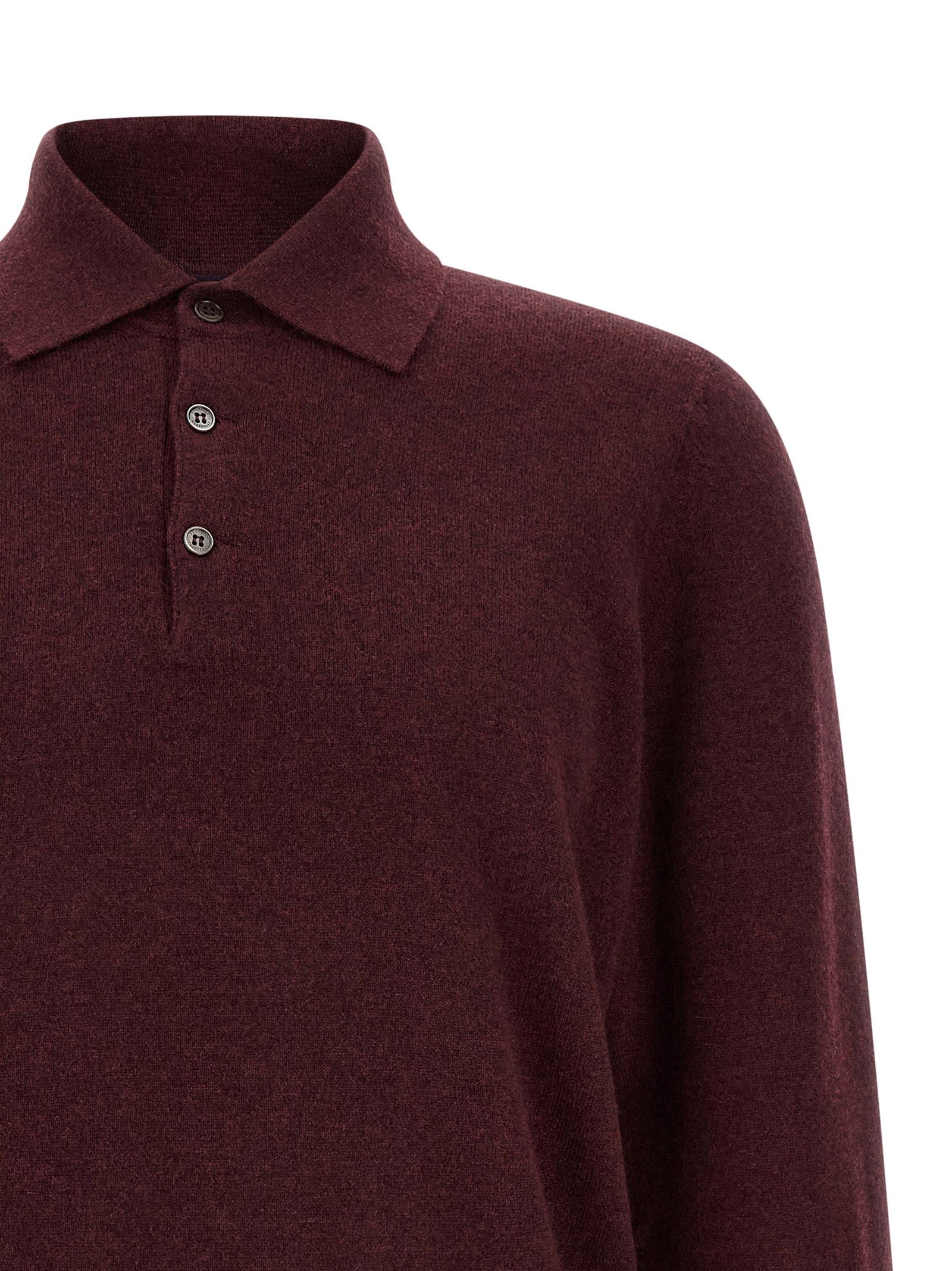 Brunello Cucinelli Bordeaux Cashmere Polo Shirt