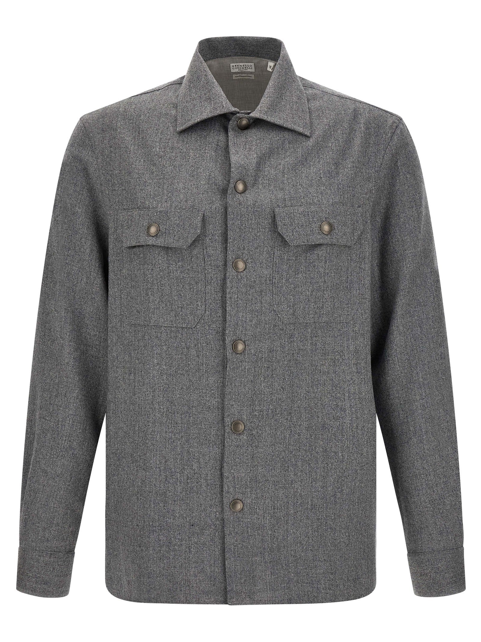 Brunello Cucinelli Gray Virgin Wool Blouse Brunello Cucinelli