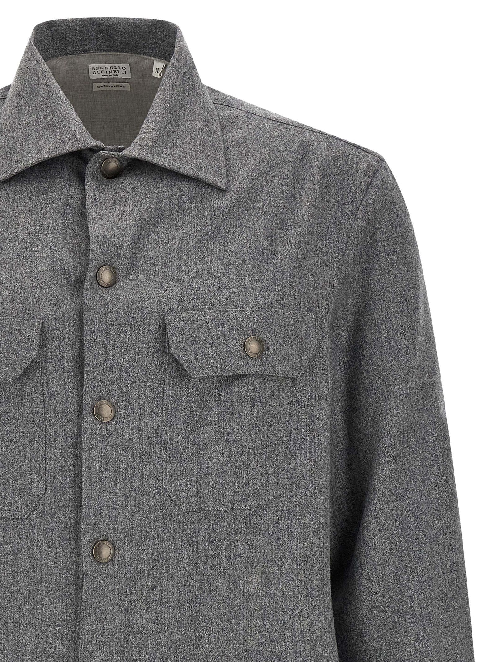 Brunello Cucinelli Gray Virgin Wool Blouse Brunello Cucinelli