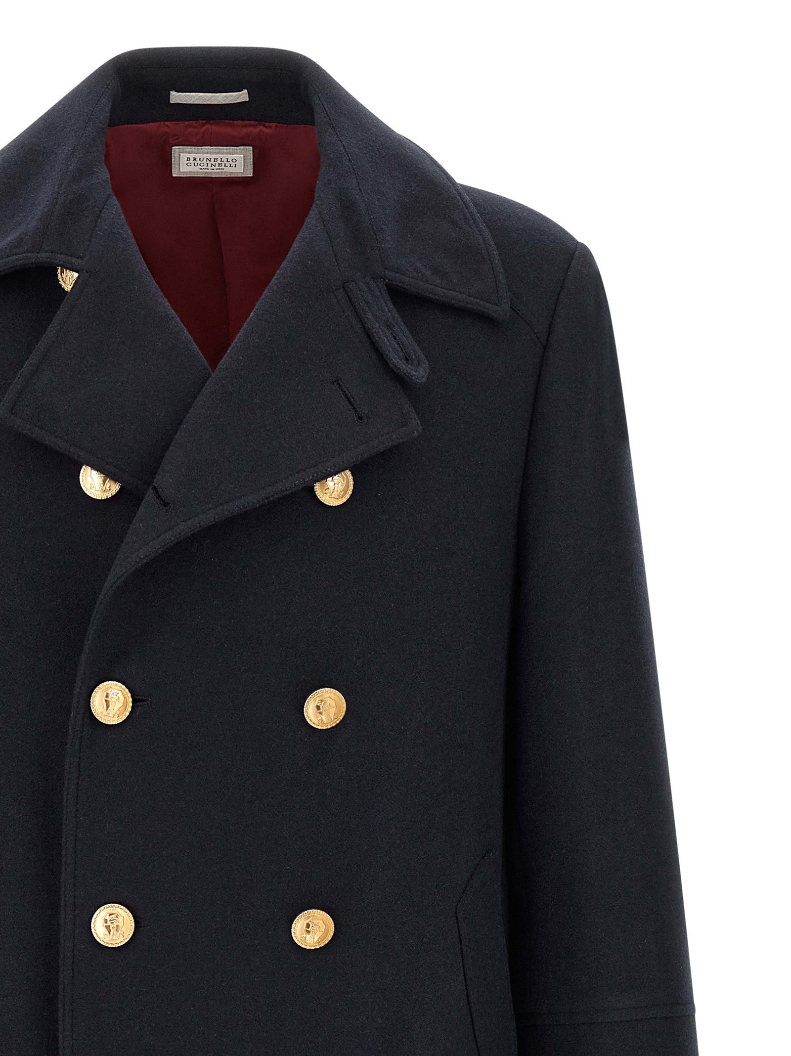 Brunello Cucinelli Blue Cashmere Coat Brunello Cucinelli
