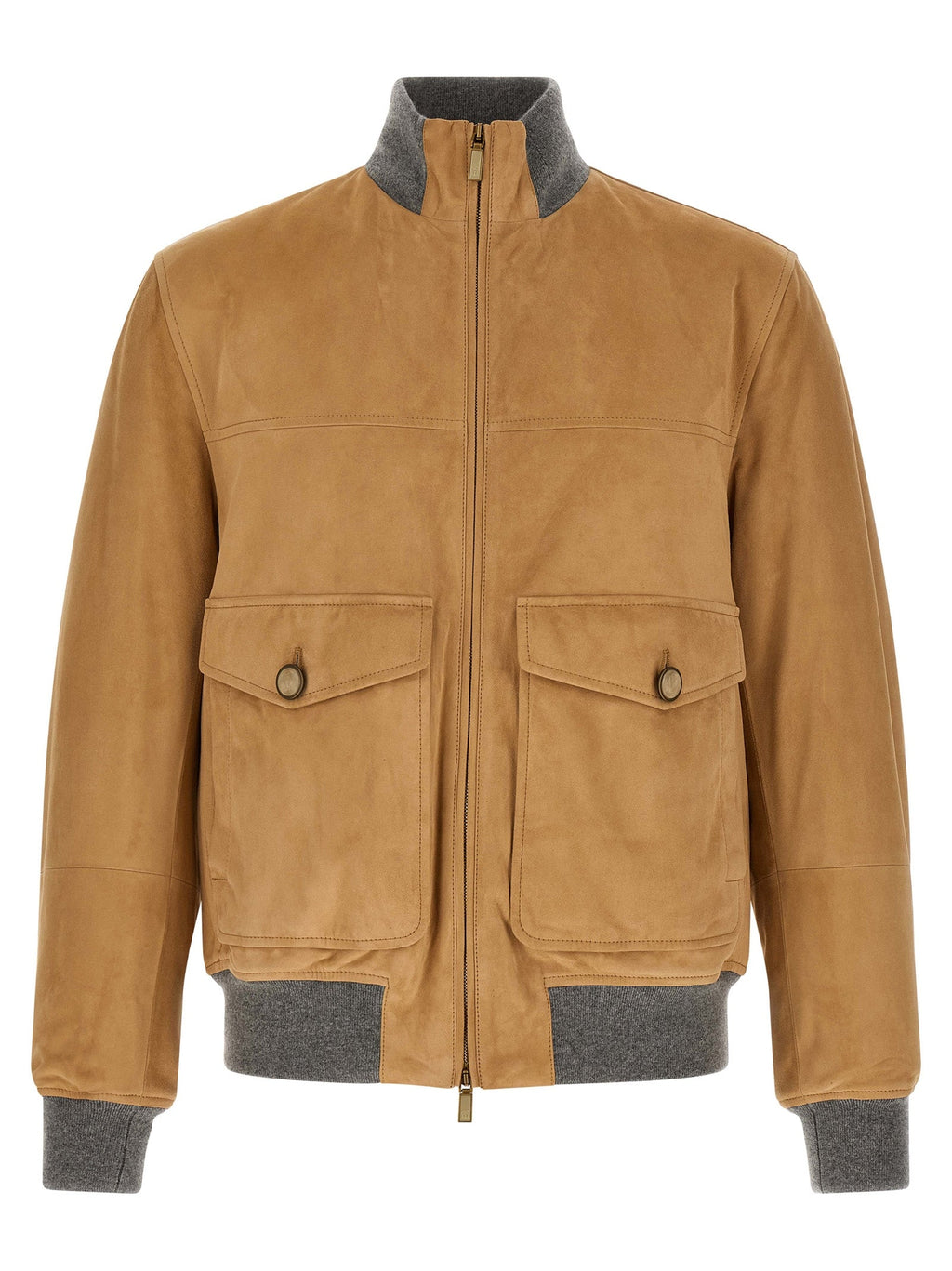 Brunello Cucinelli Beige Lamb Leather Leather Jacket