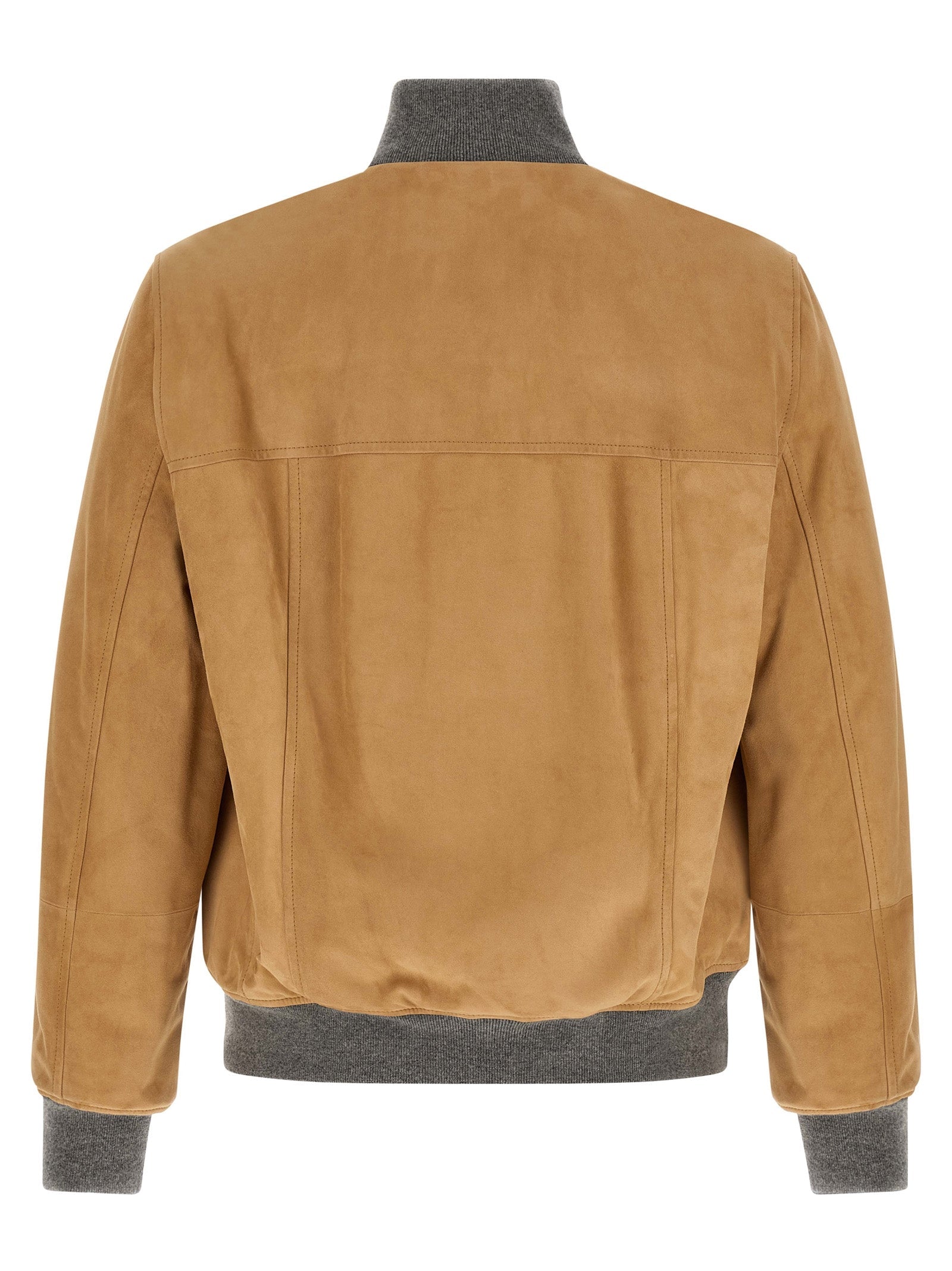Brunello Cucinelli Beige Lamb Leather Leather Jacket