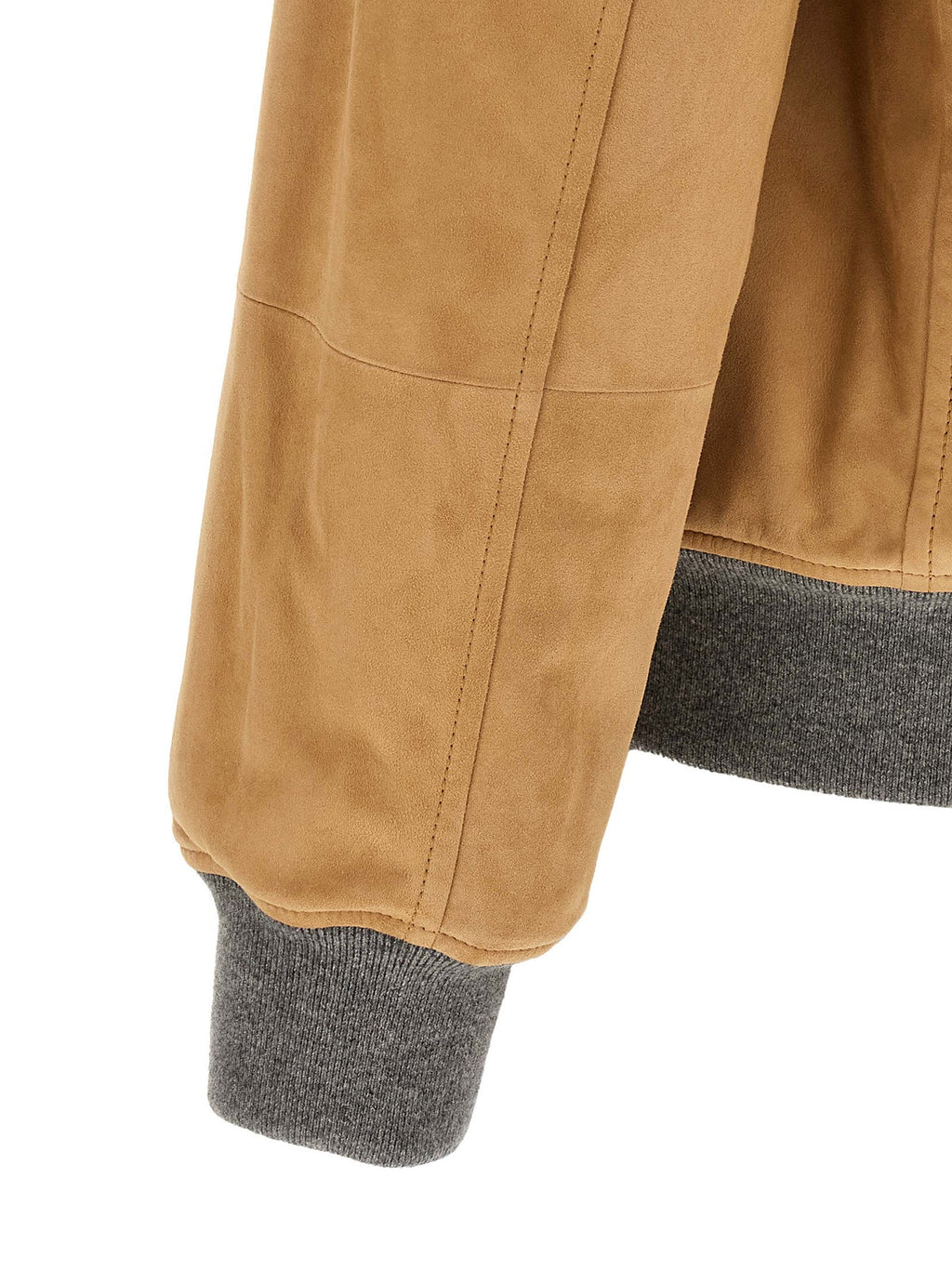 Brunello Cucinelli Beige Lamb Leather Leather Jacket