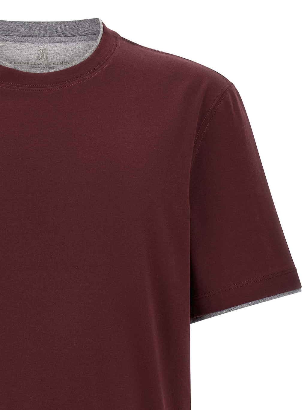 Brunello Cucinelli Bordeaux Cotton T-Shirt