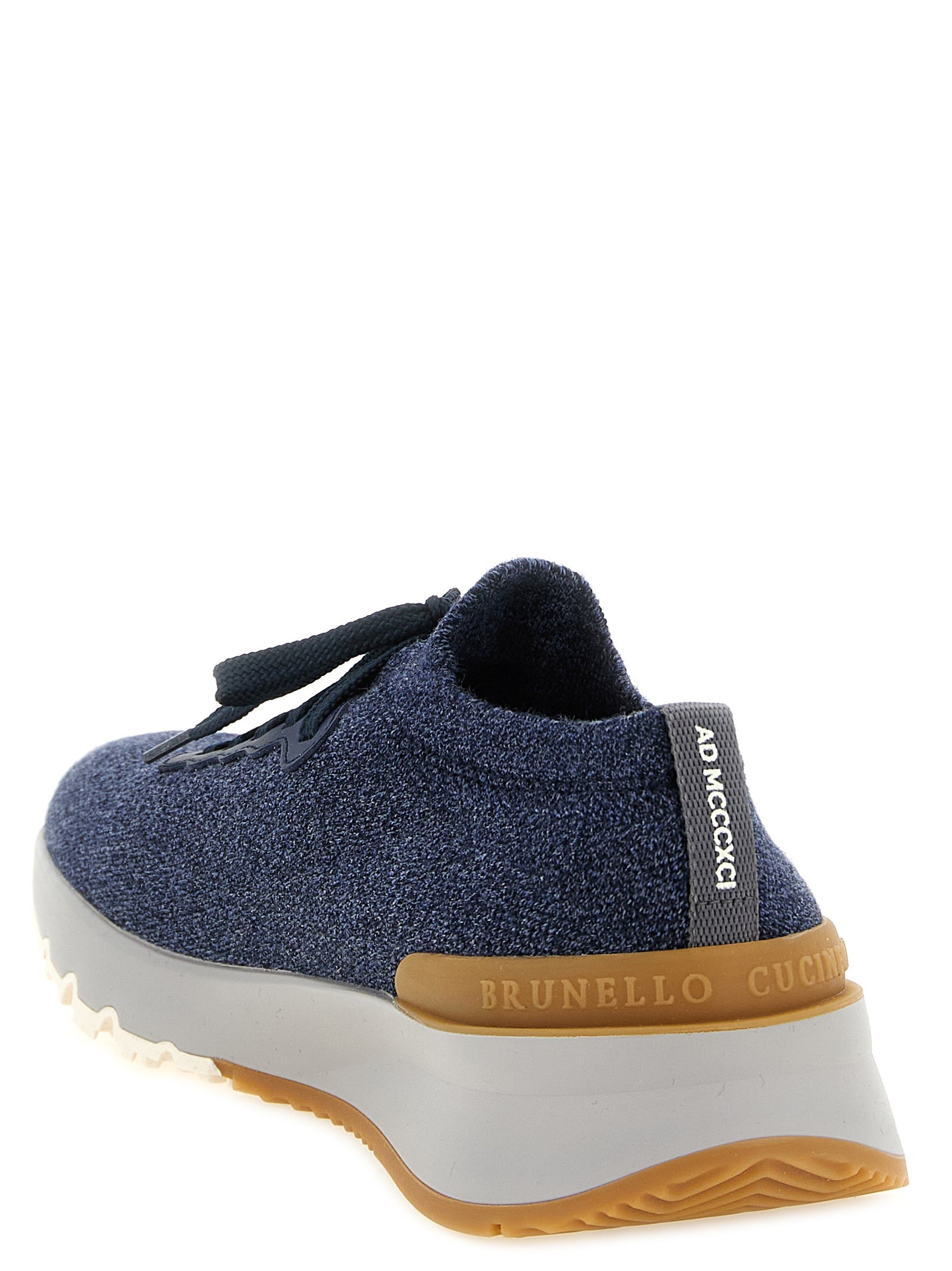 Brunello Cucinelli Blue Wool Athletic Sneakers
