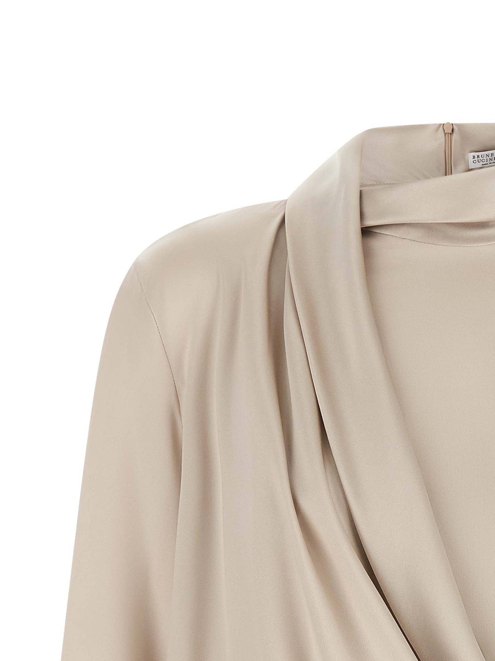 Brunello Cucinelli Beige Silk Blouse