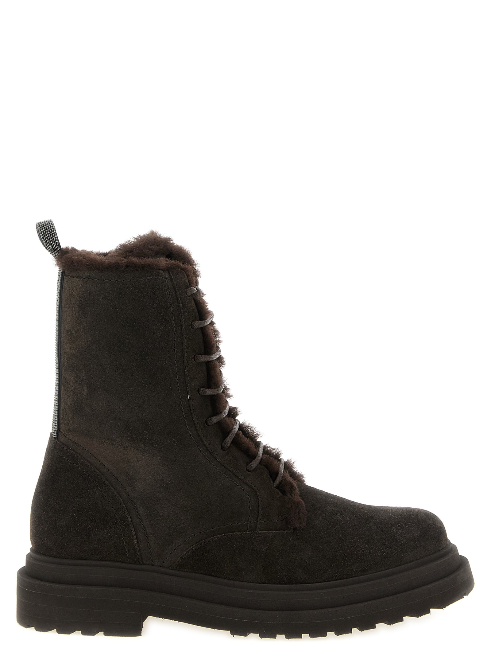 Brunello Cucinelli Brown Calfskin Lace-Up Boots