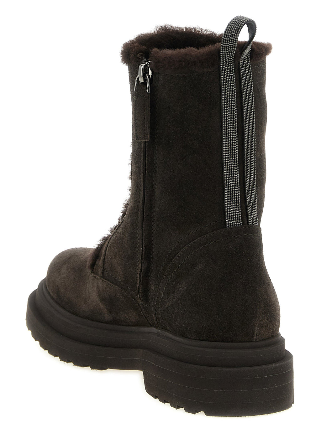 Brunello Cucinelli Brown Calfskin Lace-Up Boots