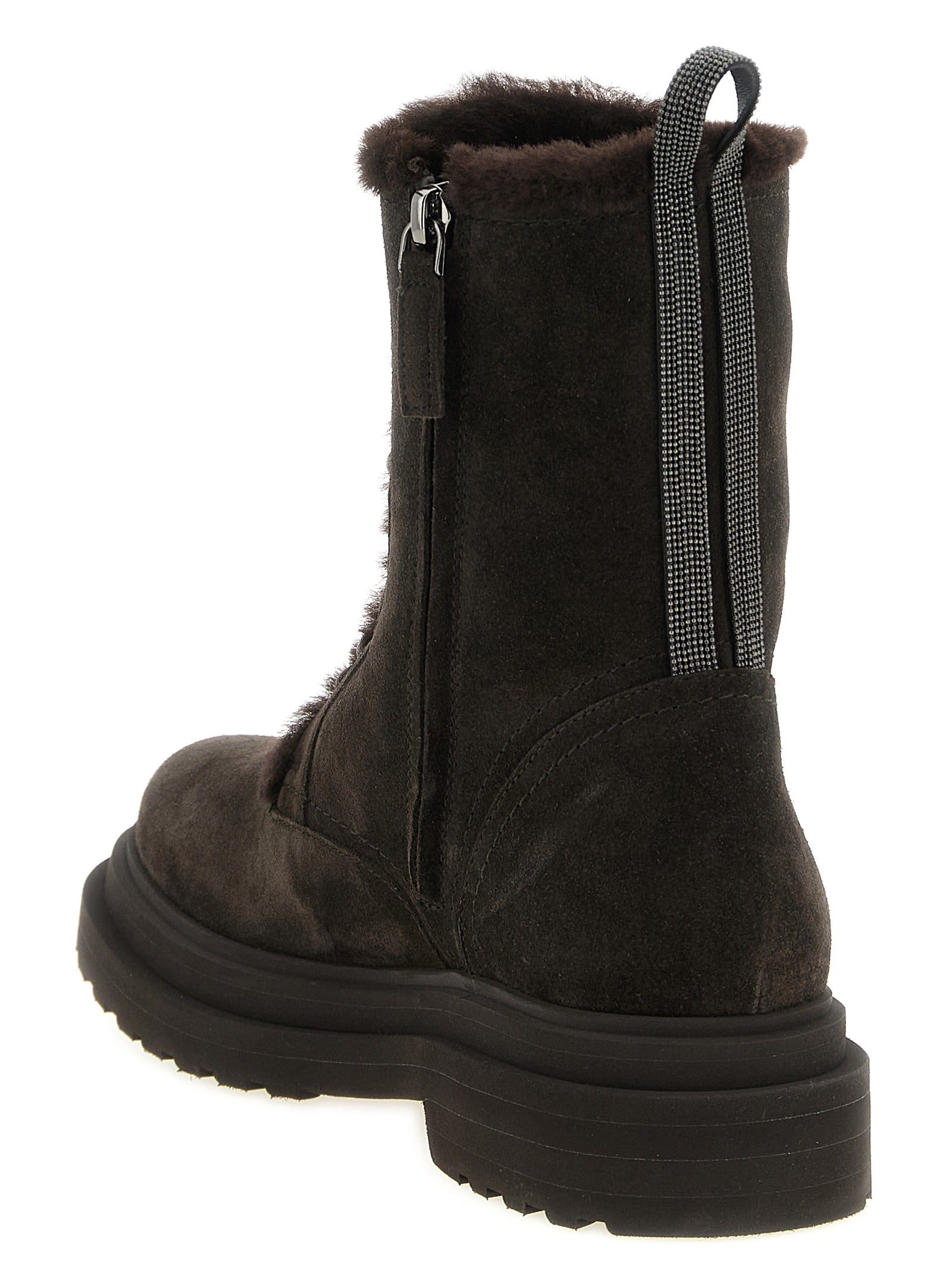 Brunello Cucinelli Brown Calfskin Lace-Up Boots