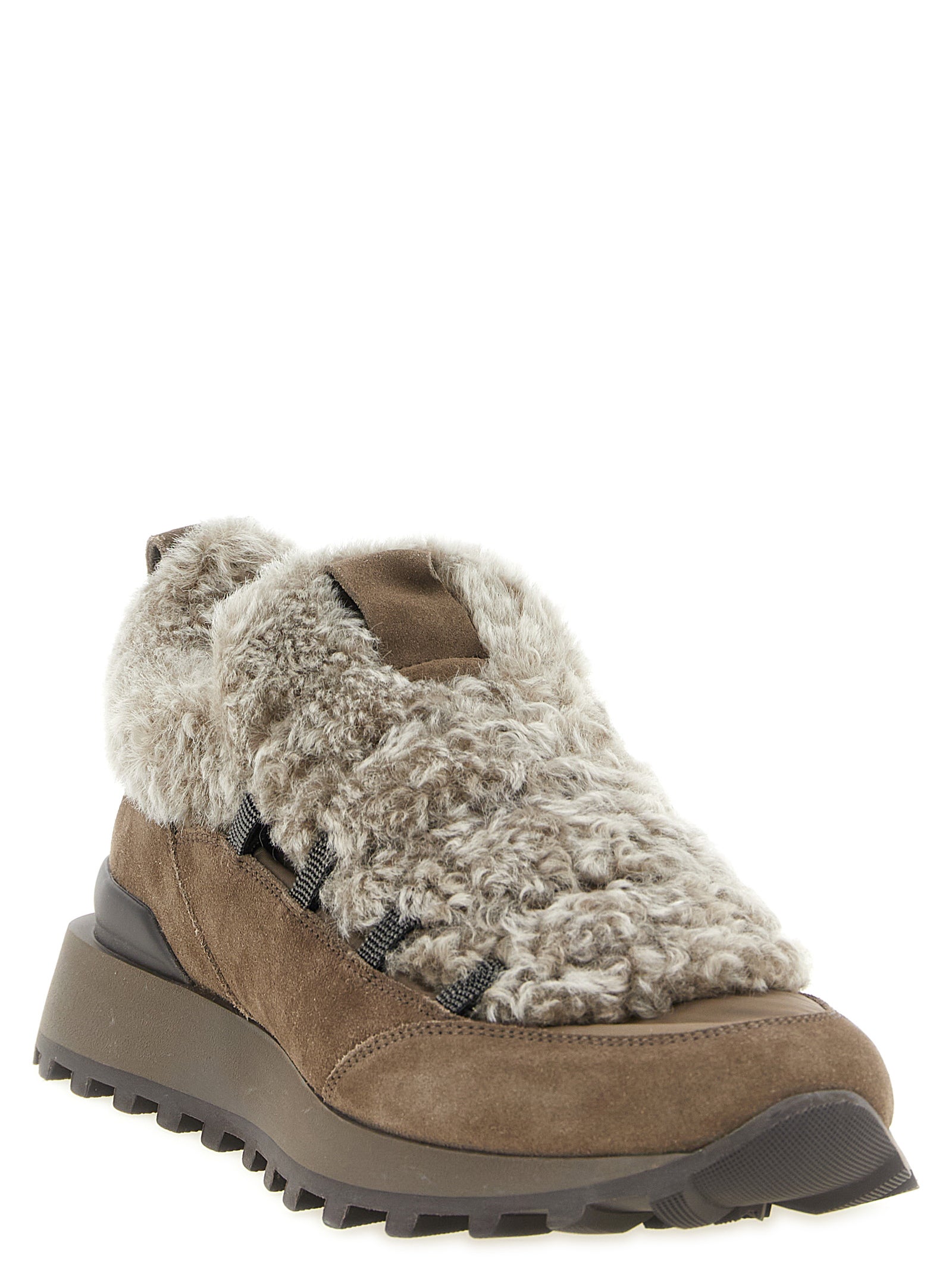 Brunello Cucinelli Brown Calfskin Chunky Sneakers