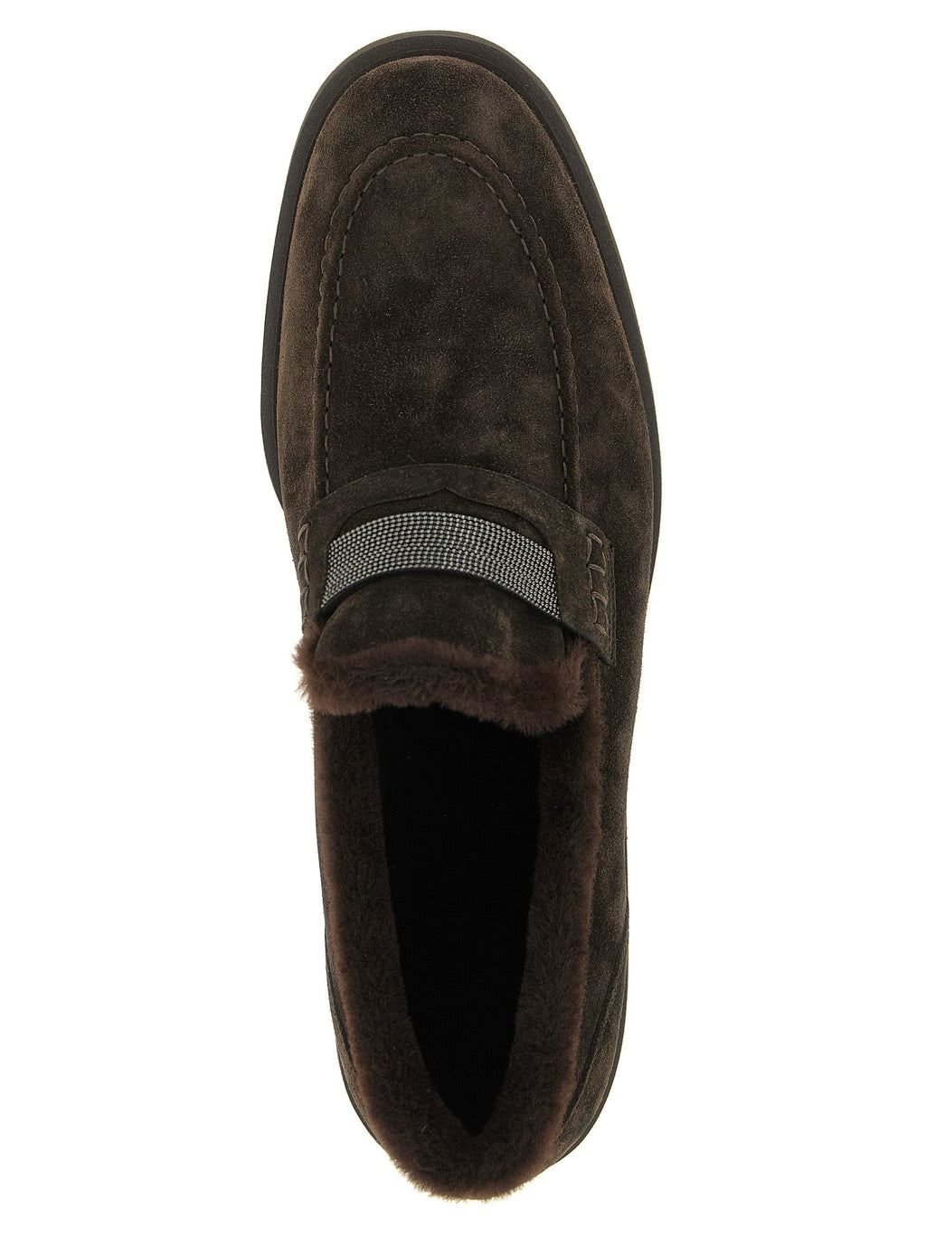 Brunello Cucinelli Brown Calfskin Slip-On Loafers