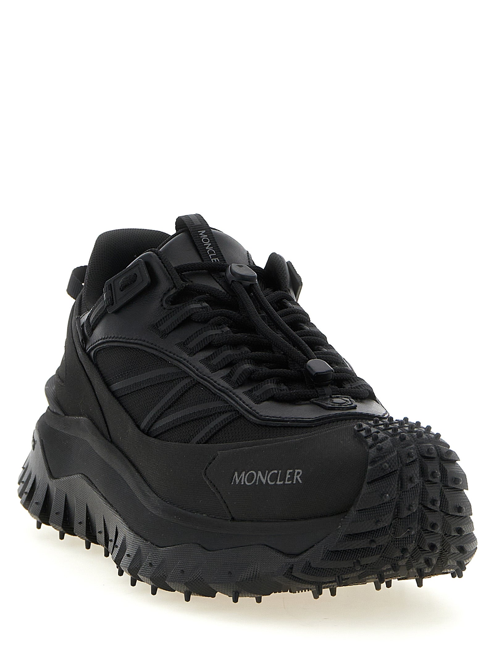Moncler Black Leather Athletic Sneakers