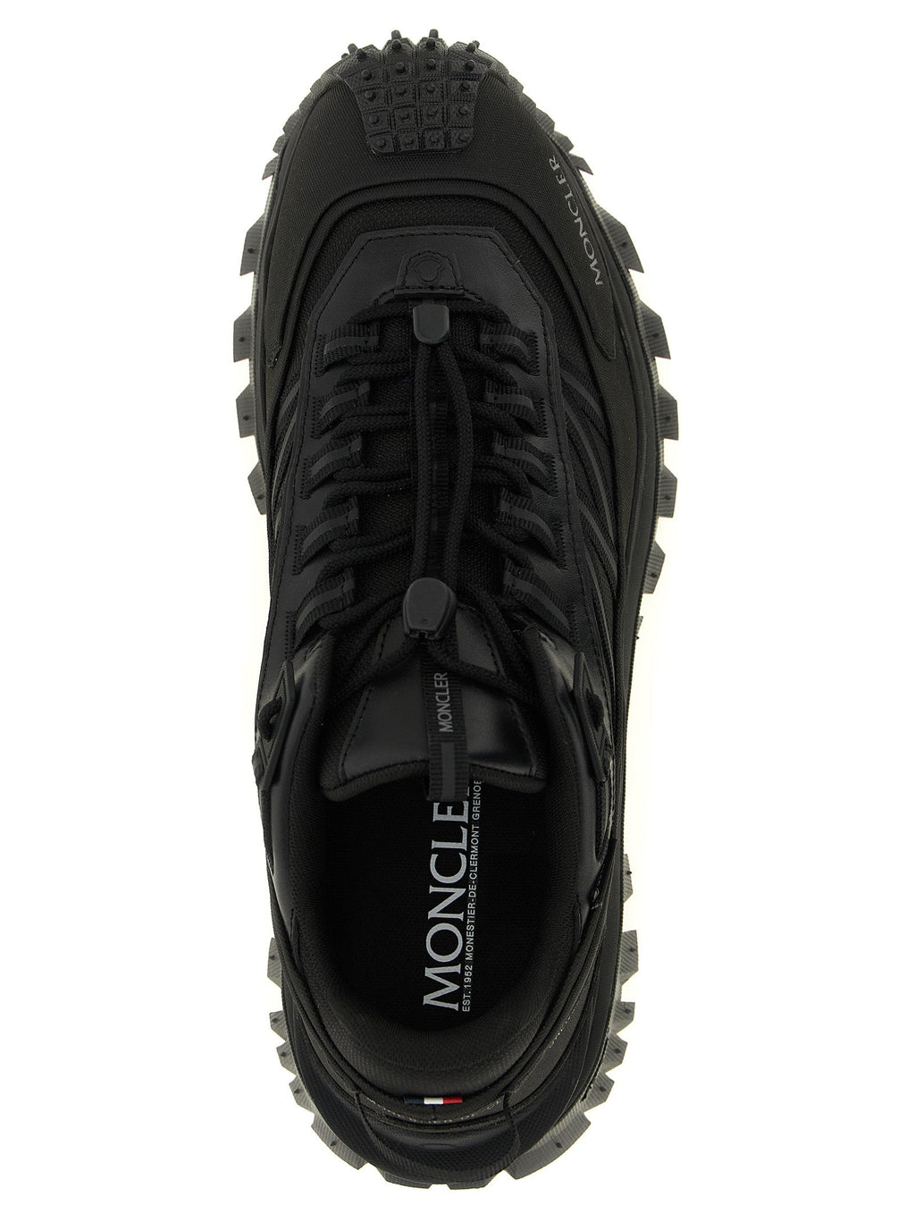 Moncler Black Leather Athletic Sneakers