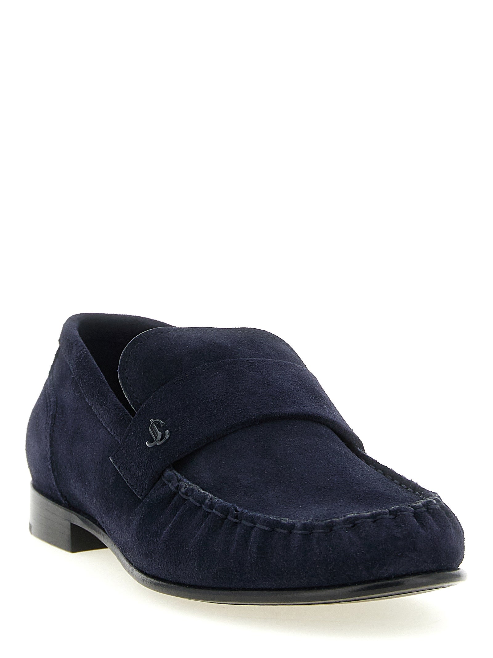 Jimmy Choo Blue Leather Slip-On Loafers