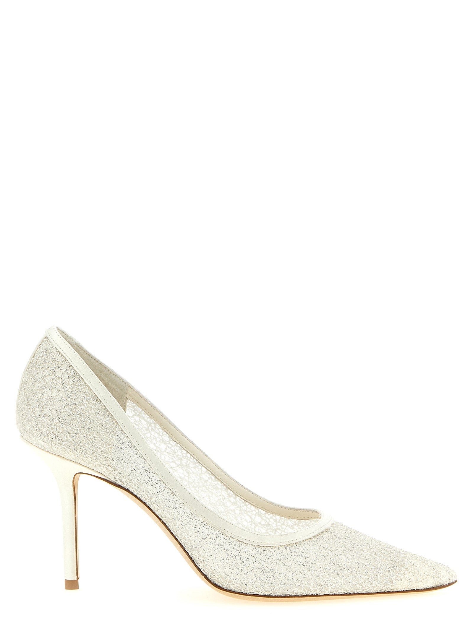 Jimmy Choo White Tencel High Heel Pumps
