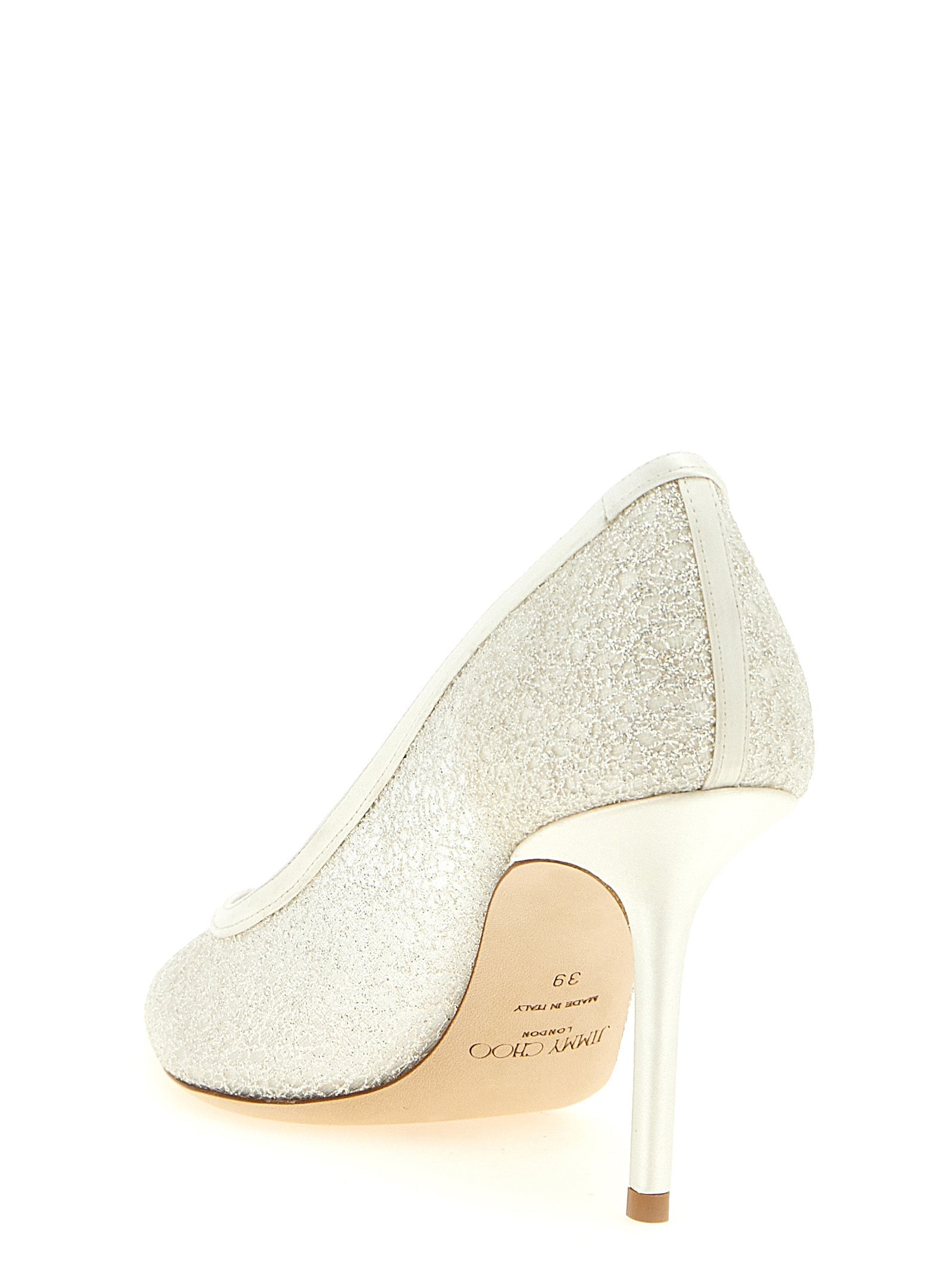 Jimmy Choo White Tencel High Heel Pumps