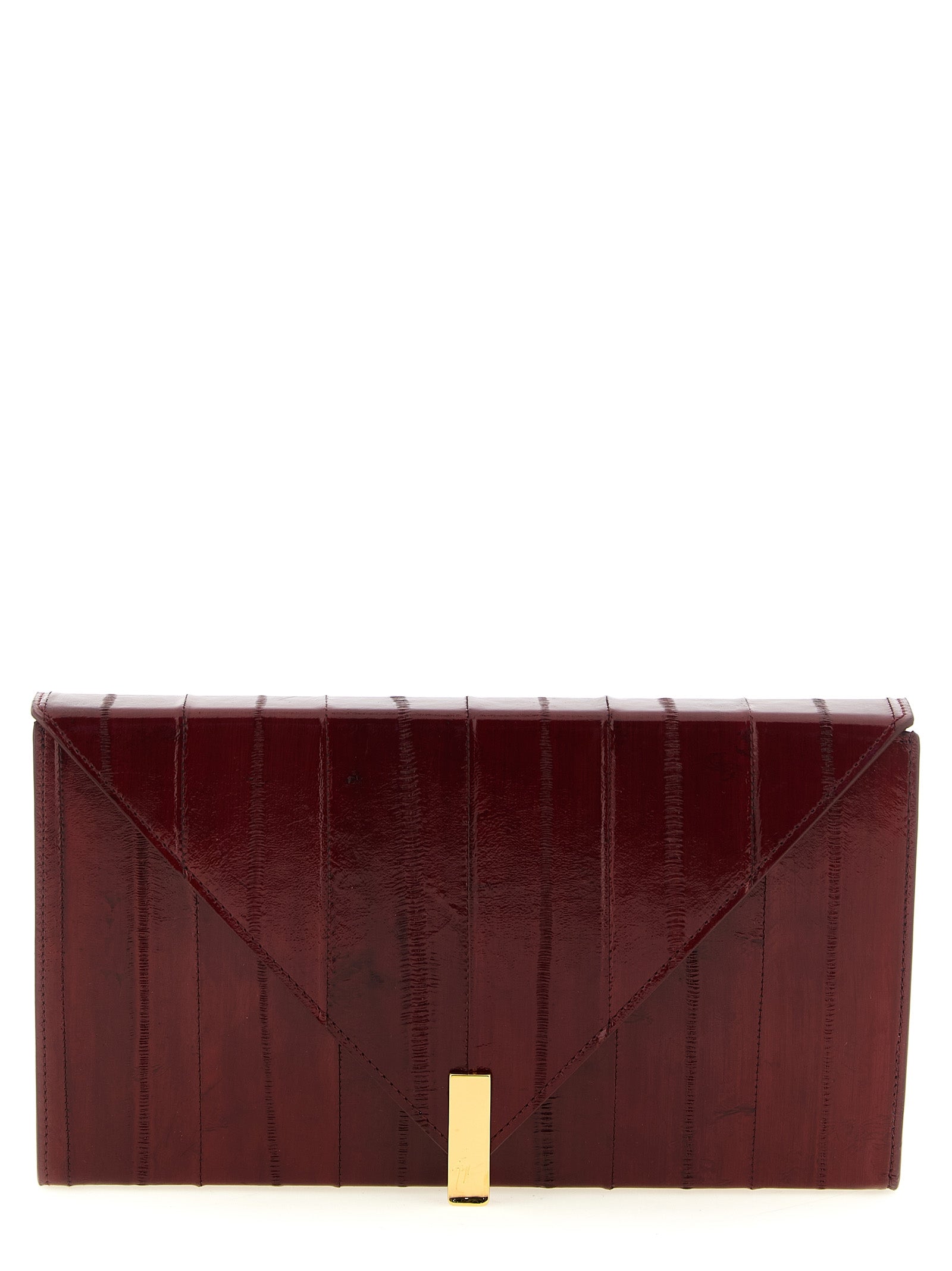 Giuseppe Zanotti Bordeaux Leather Clutch Bag
