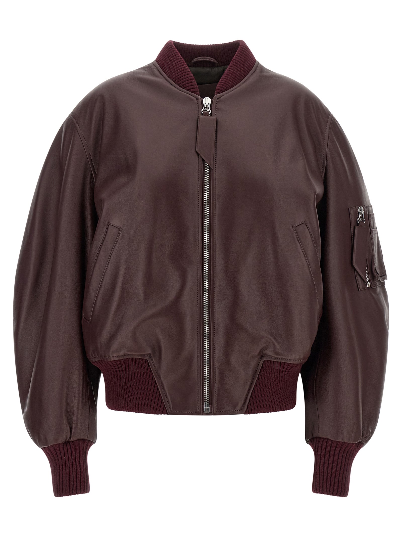 The Attico Bordeaux Lamb Leather Leather Jacket