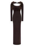 The Attico Brown Viscose Long Dress