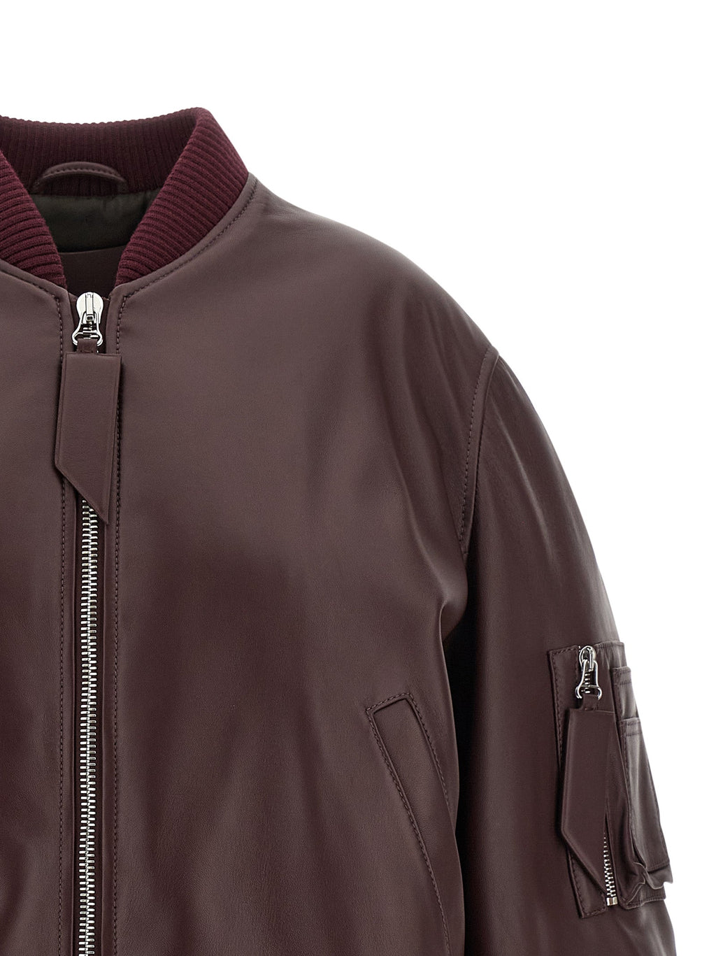 The Attico Bordeaux Lamb Leather Leather Jacket