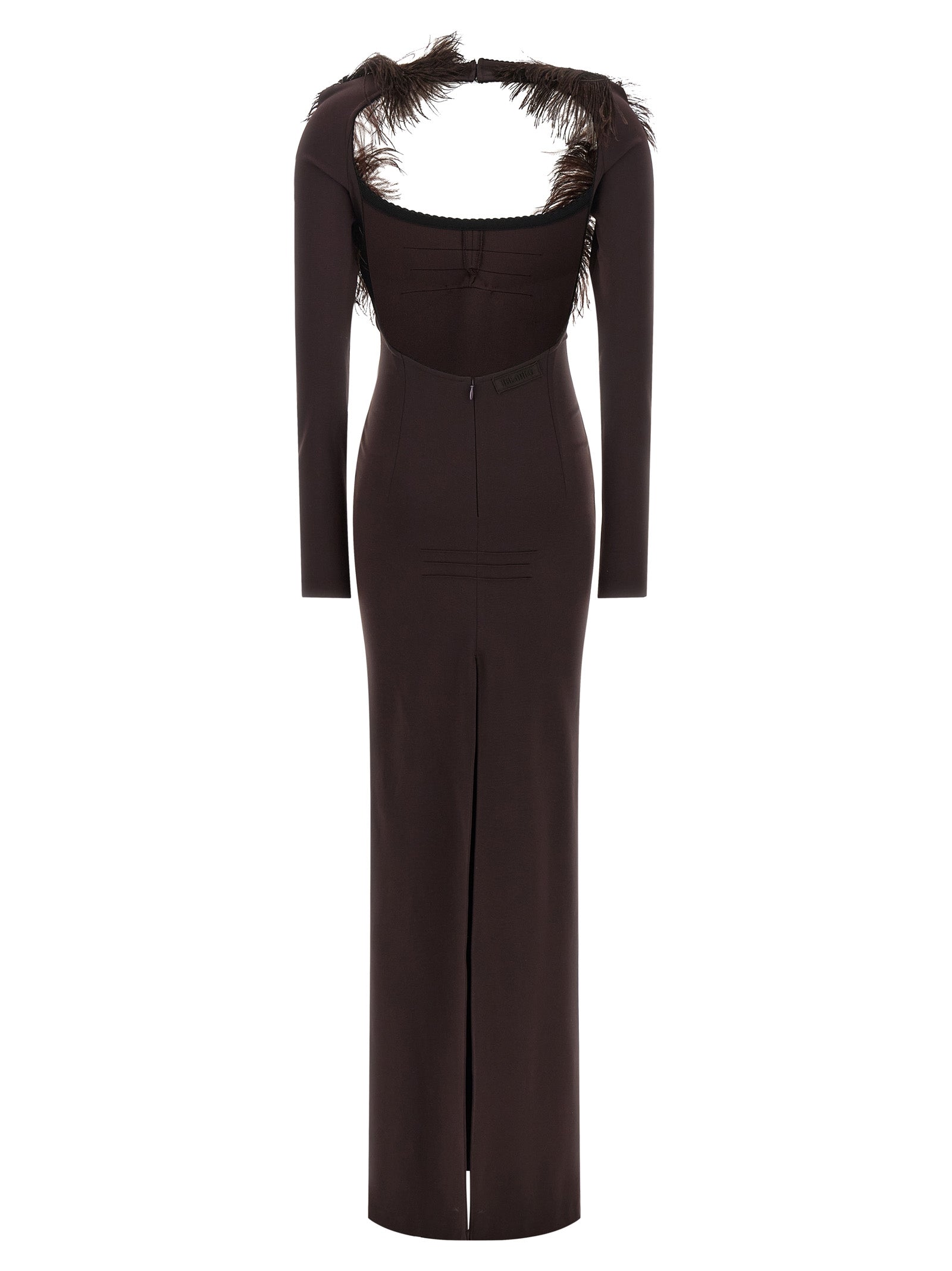 The Attico Brown Viscose Long Dress