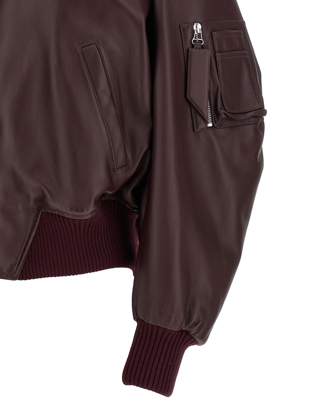 The Attico Bordeaux Lamb Leather Leather Jacket