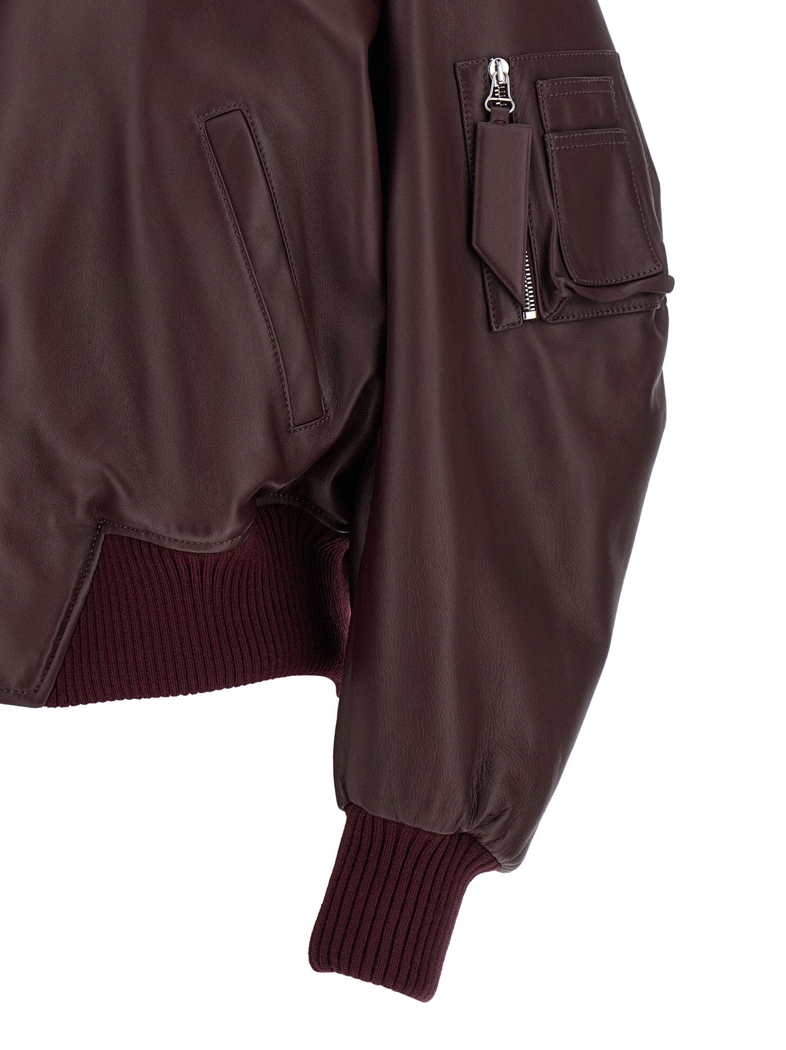 The Attico Bordeaux Lamb Leather Leather Jacket