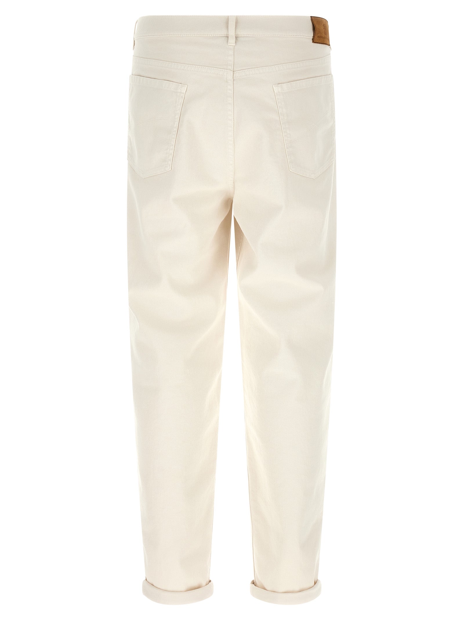 Brunello Cucinelli White Cotton Relaxed Fit Jeans