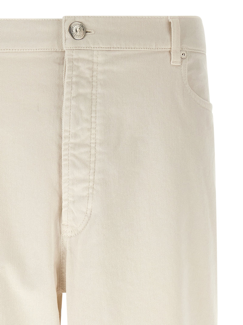 Brunello Cucinelli White Cotton Relaxed Fit Jeans