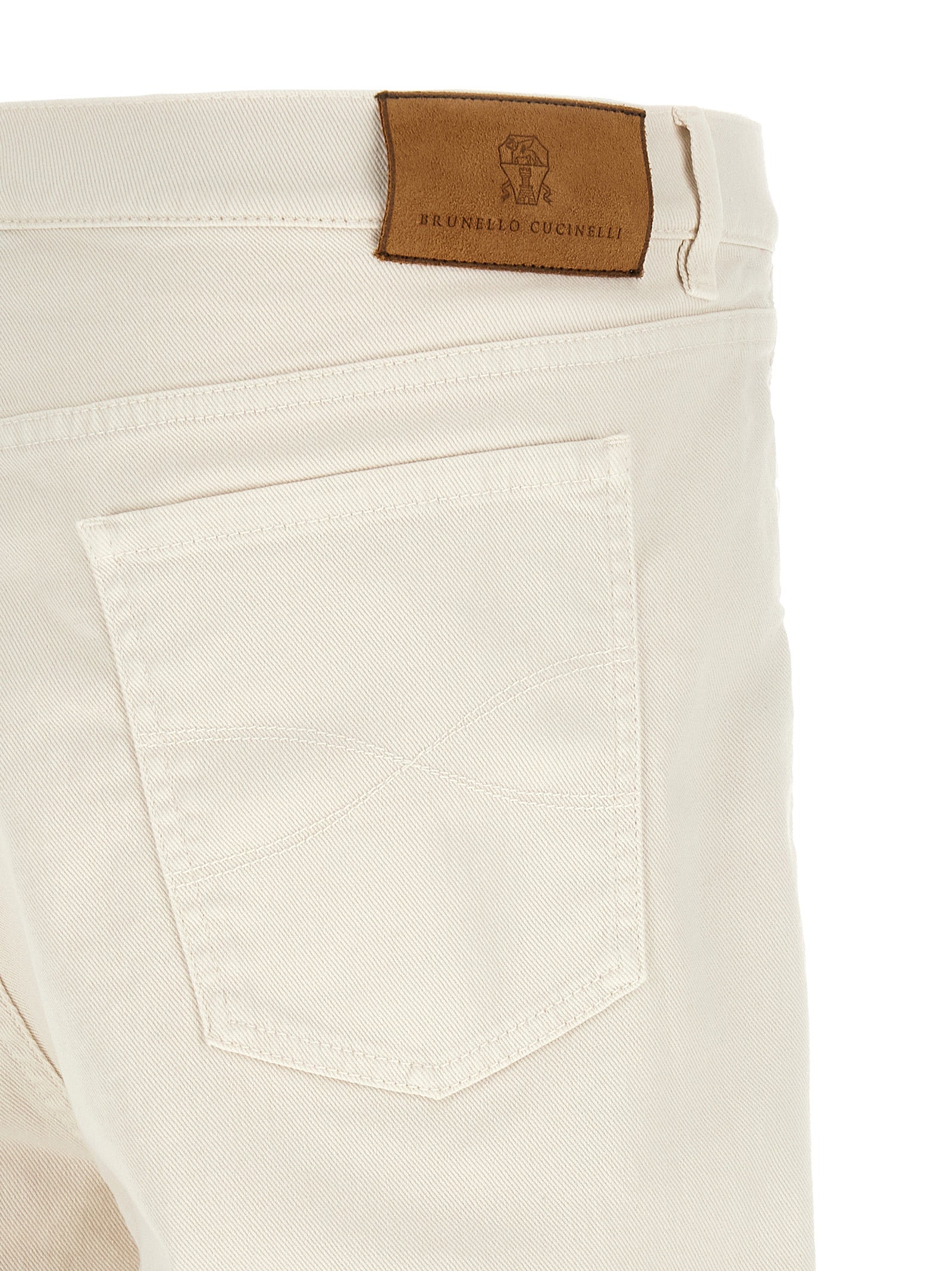 Brunello Cucinelli White Cotton Relaxed Fit Jeans