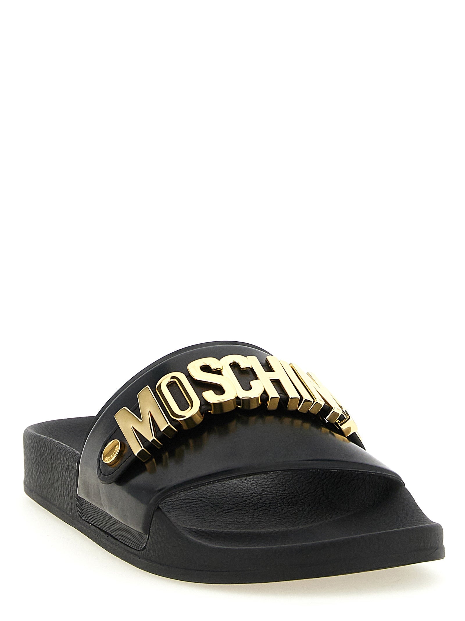 Moschino Gold Pvc Slides
