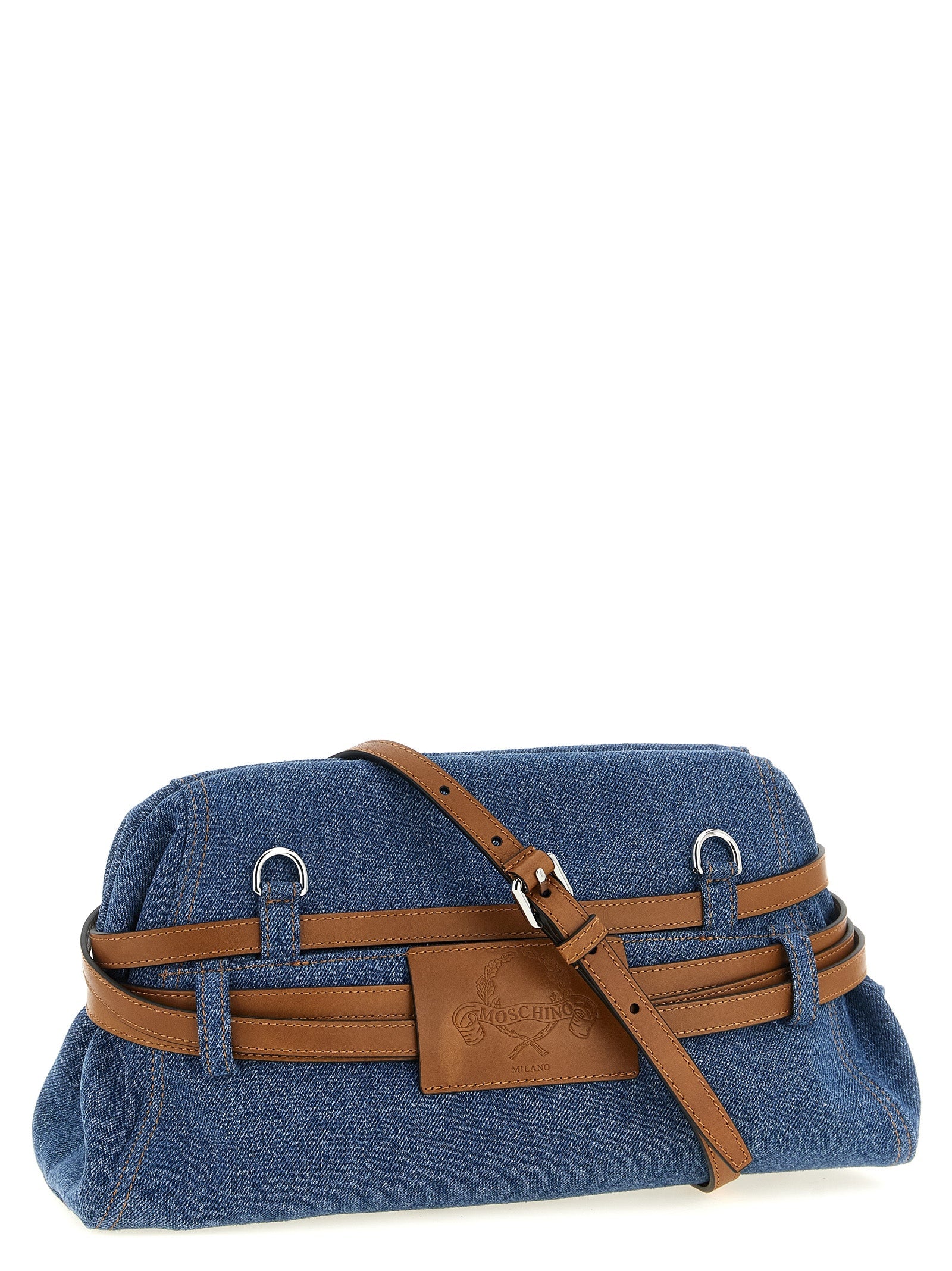 Moschino Blue Cotton Clutch Bag