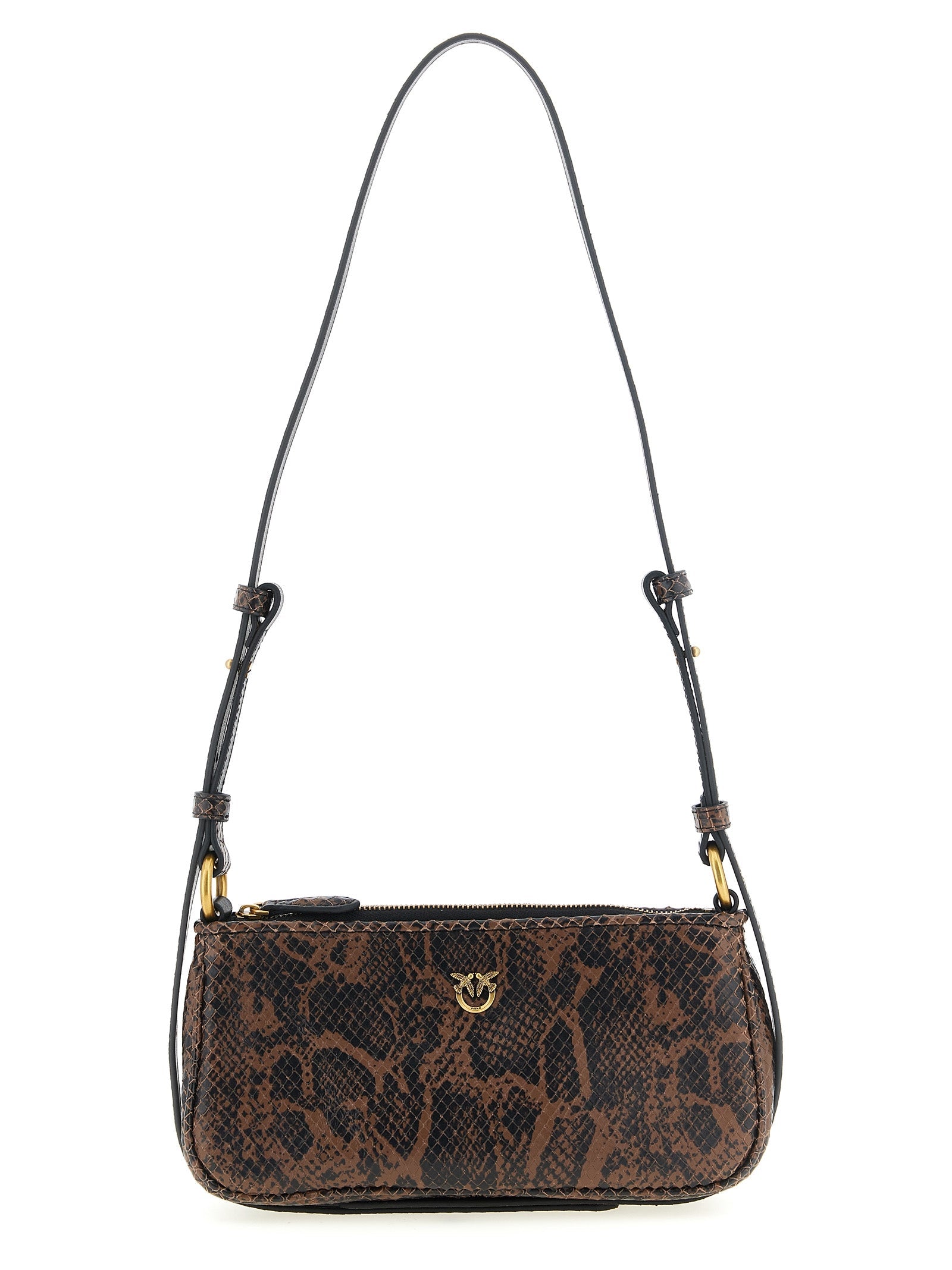 PINKO Brown Calfskin Crossbody Bag