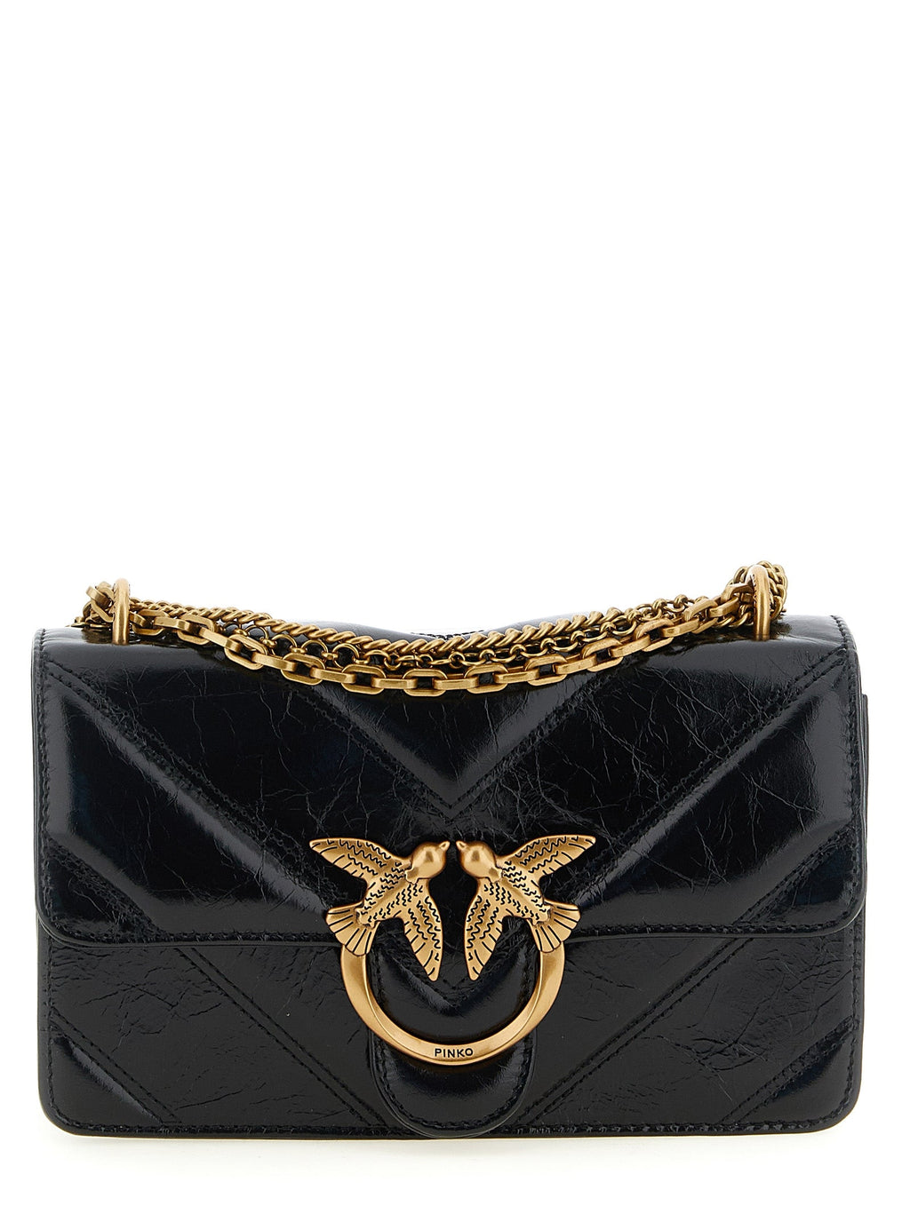 PINKO Black Calfskin Crossbody Bag