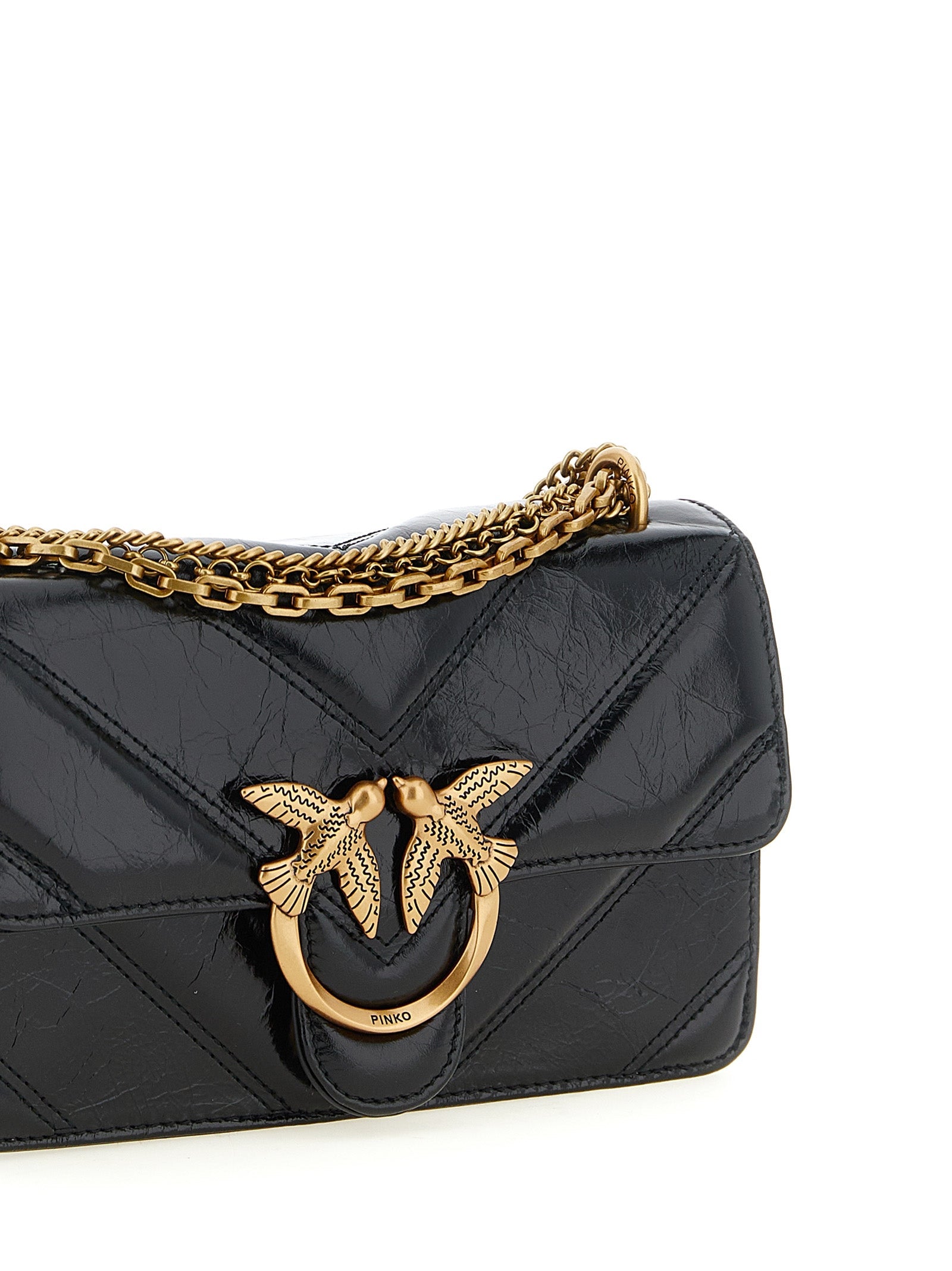 PINKO Black Calfskin Crossbody Bag
