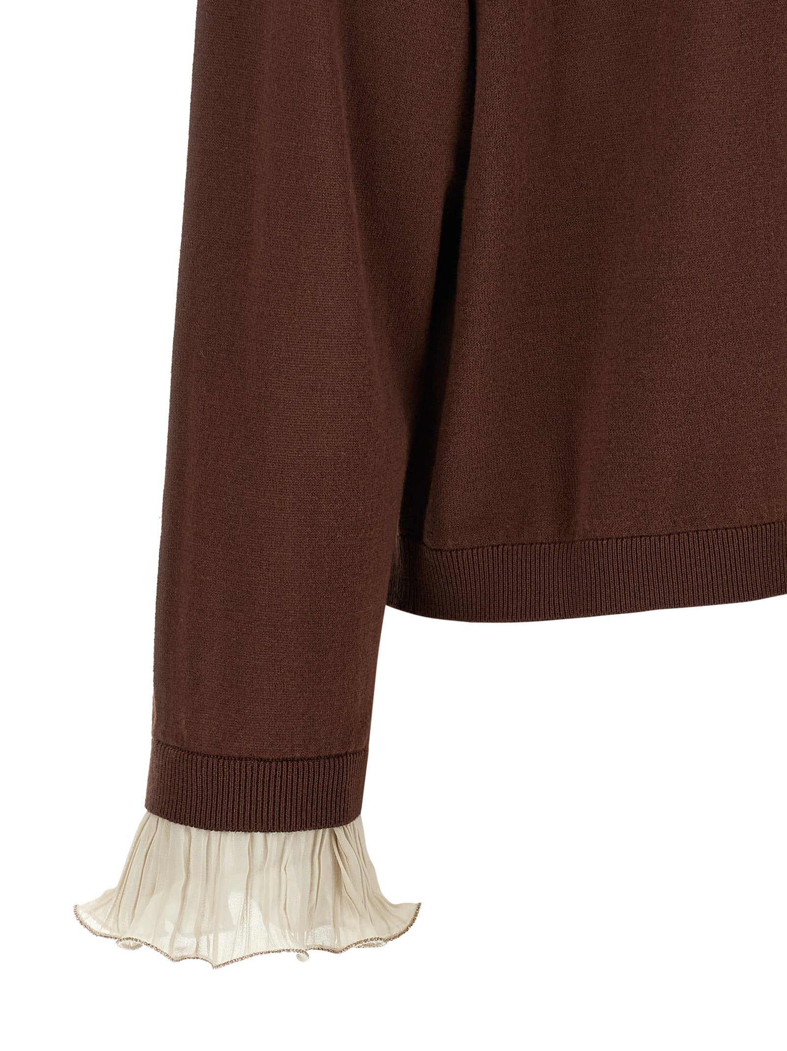 Fabiana Filippi Brown Virgin Wool Cardigan