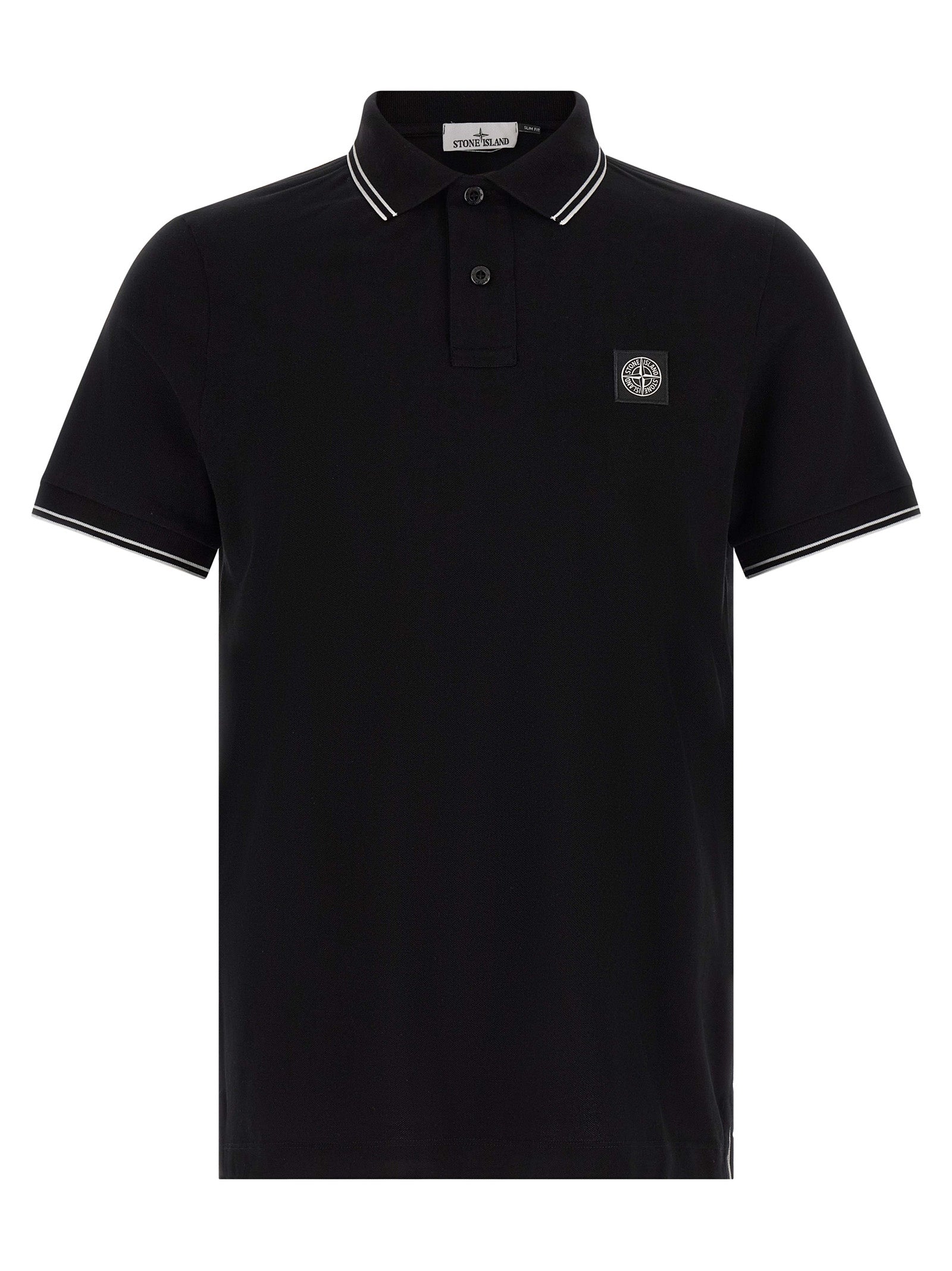 Stone Island Black Cotton Polo Shirt Stone Island