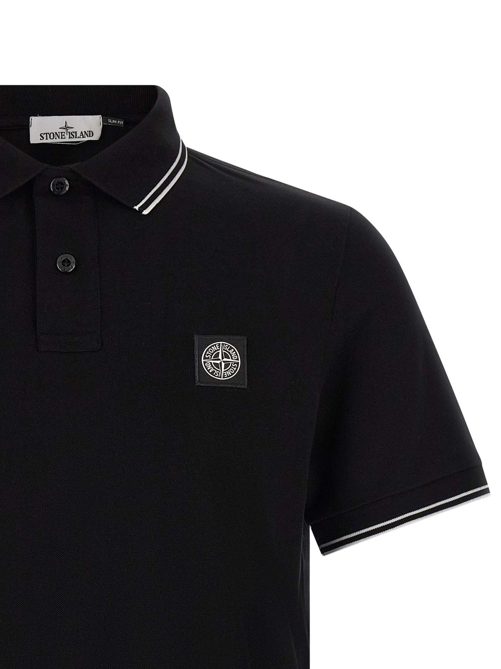 Stone Island Black Cotton Polo Shirt Stone Island