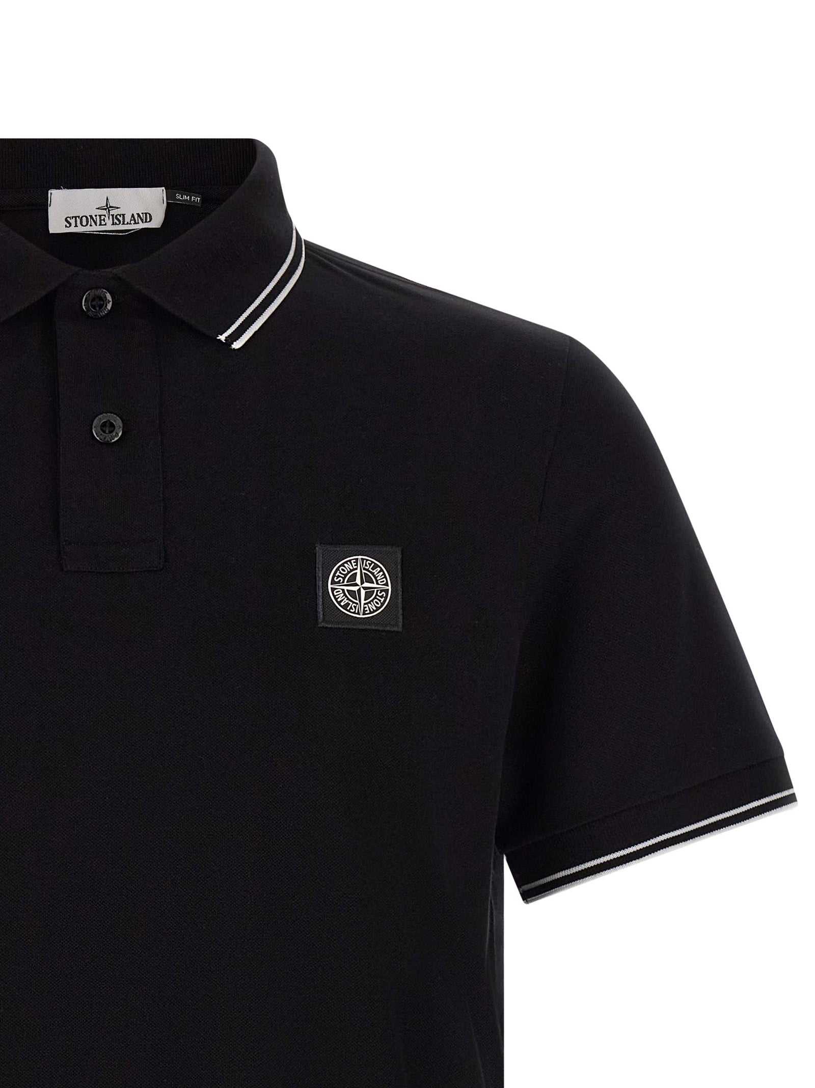 Stone Island Black Cotton Polo Shirt Stone Island