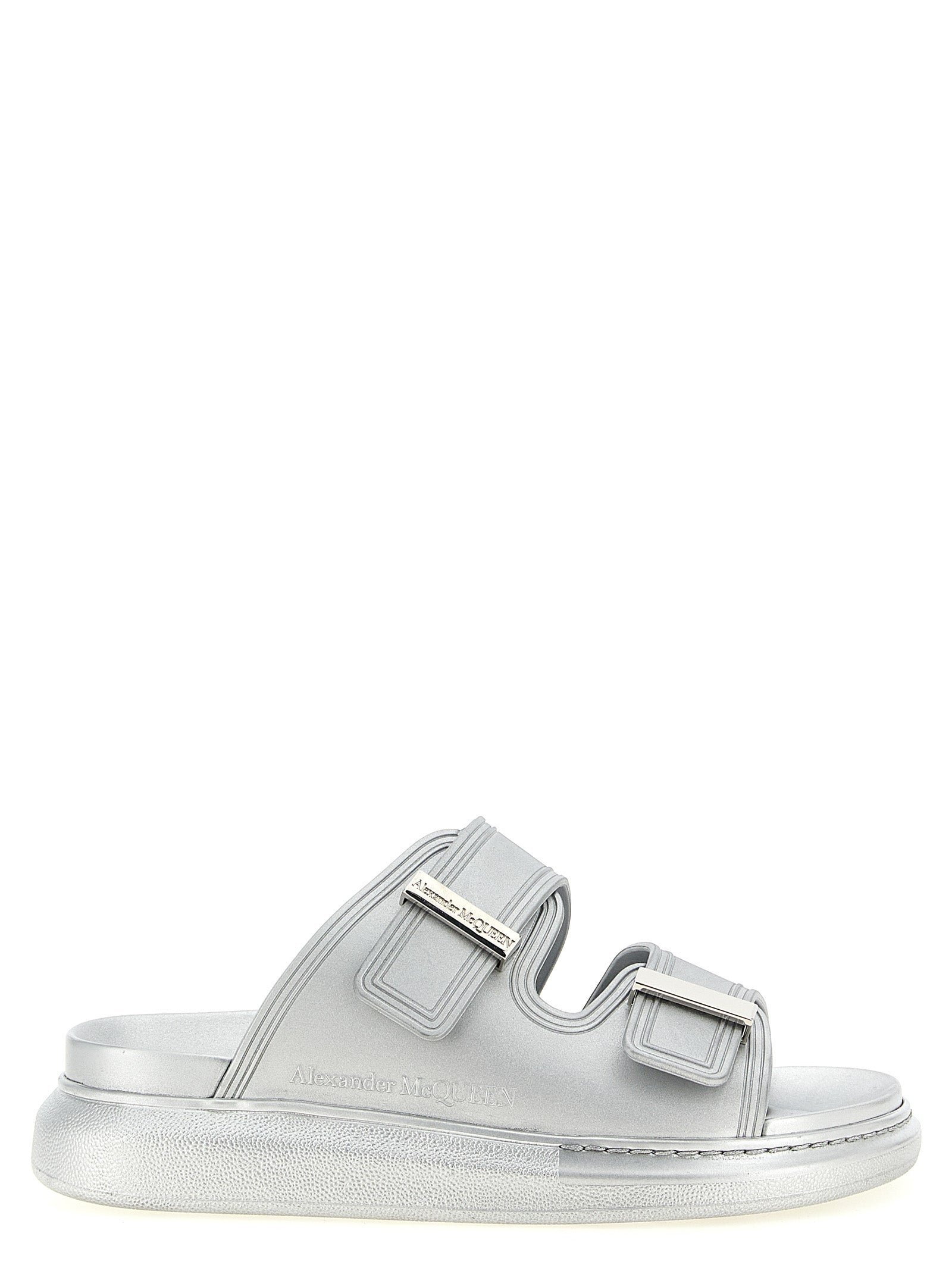 Alexander McQueen Silver Rubber Slides Alexander McQueen