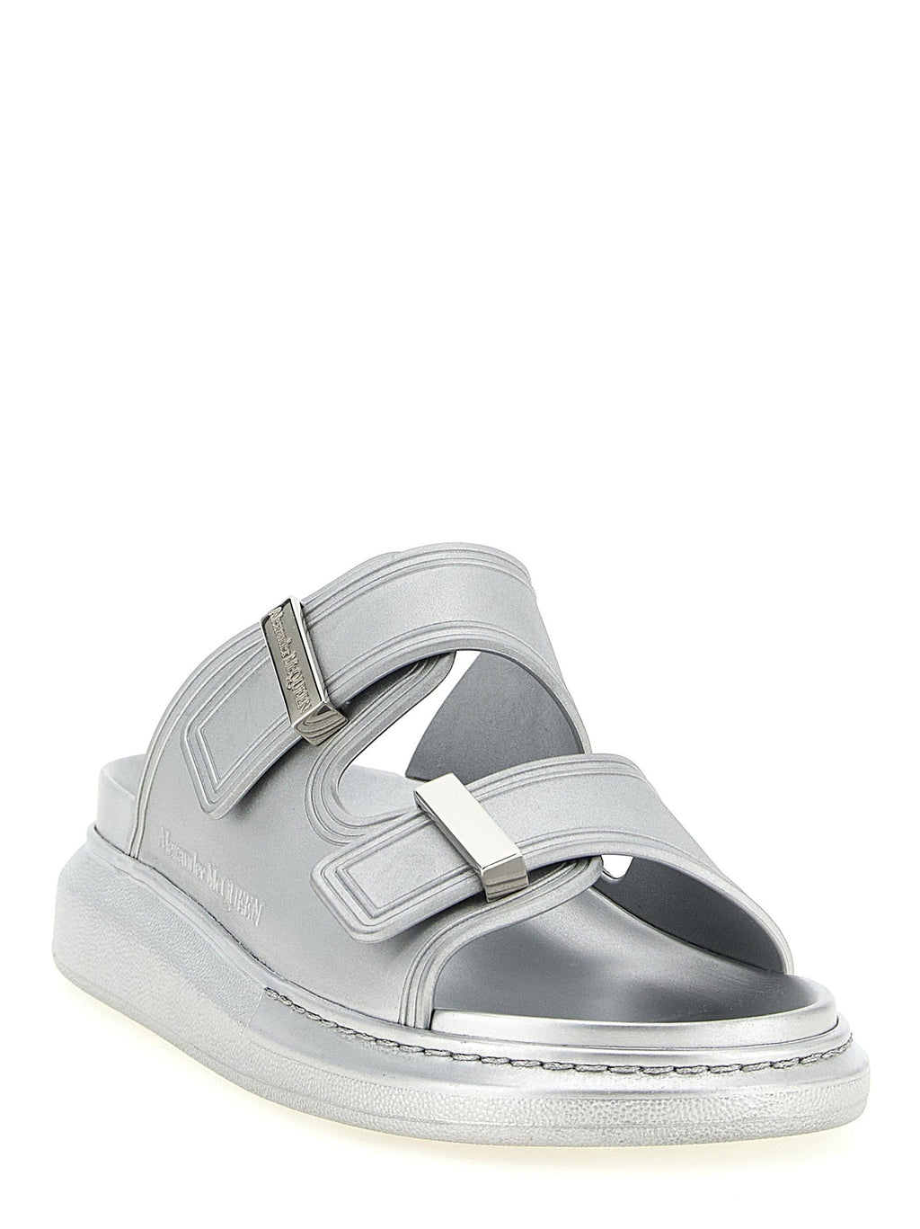 Alexander McQueen Silver Rubber Slides Alexander McQueen