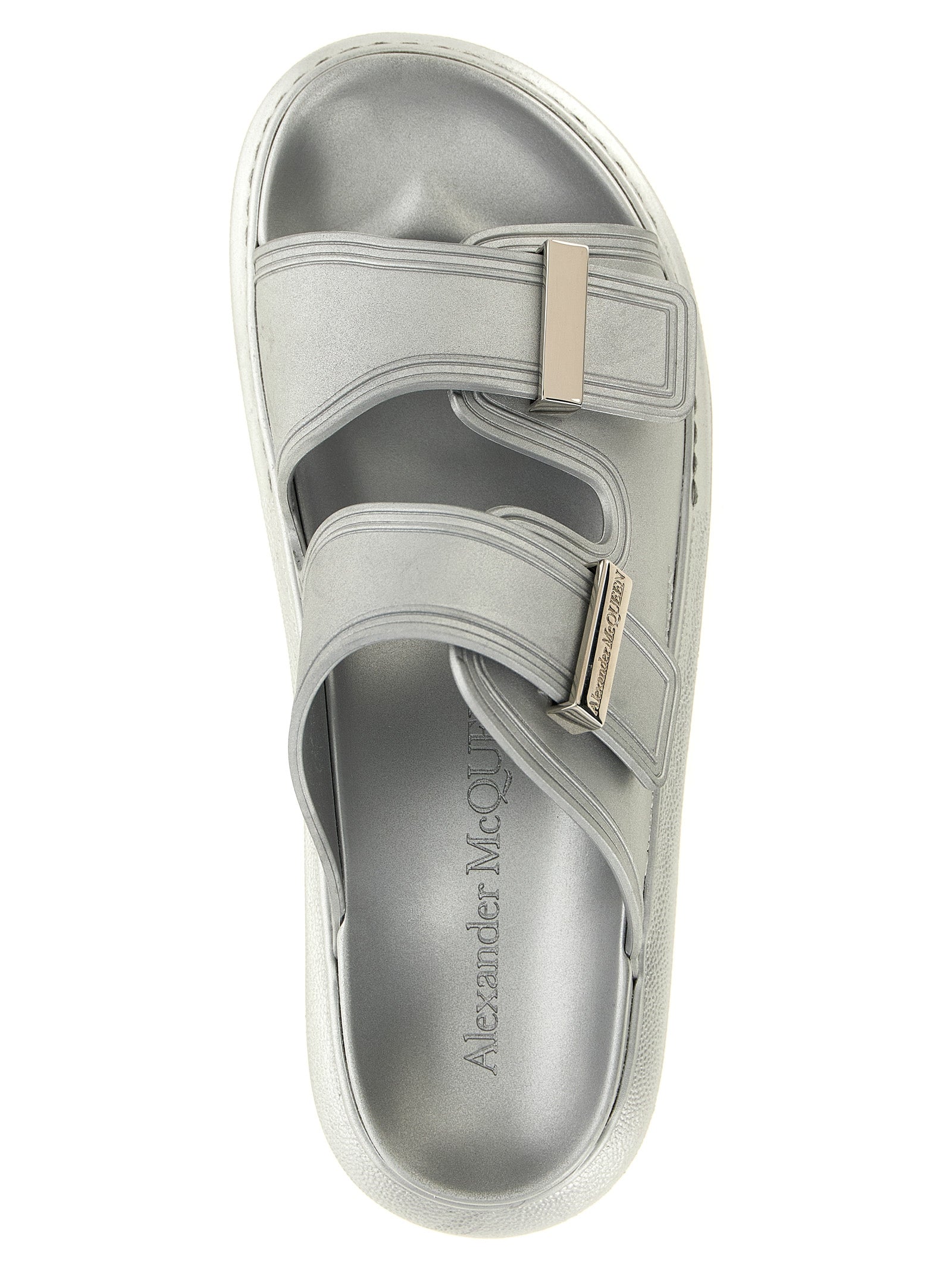 Alexander McQueen Silver Rubber Slides Alexander McQueen