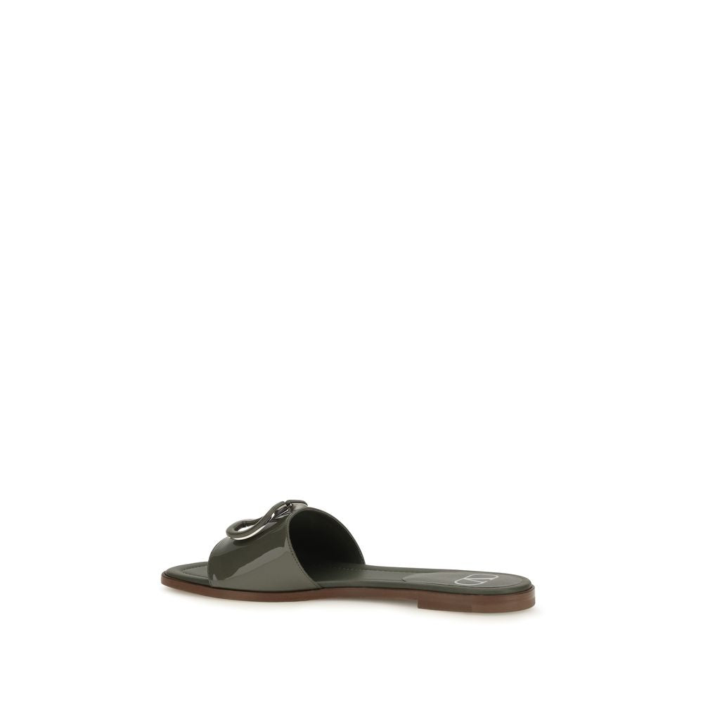 Valentino Garavani Bicolor Calf Leather Bos Taurus Flat Sandals