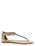 Brunello Cucinelli Beige Calfskin Flat Sandals Brunello Cucinelli
